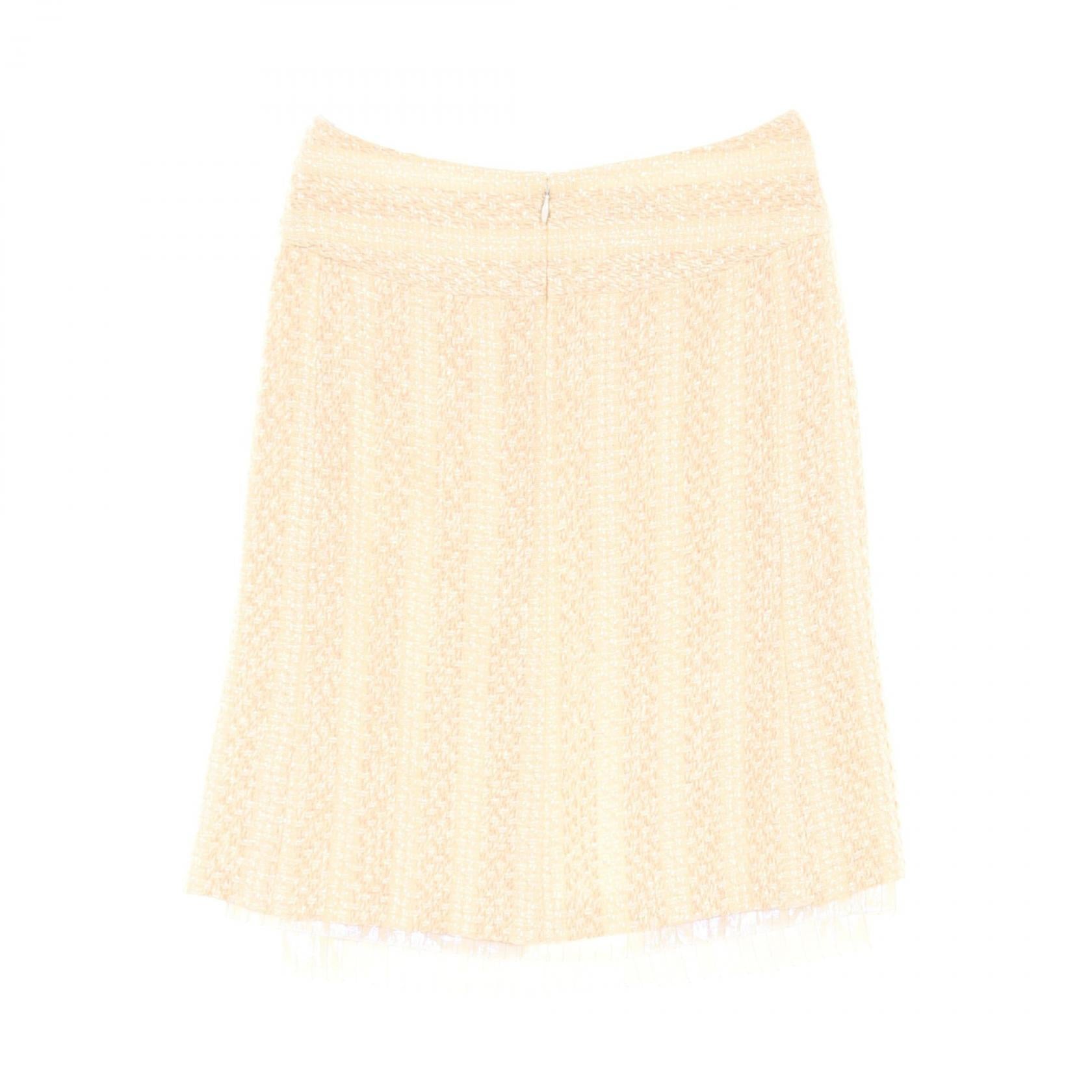 Chanel Silk Polyester Skirt Ivory/Pink