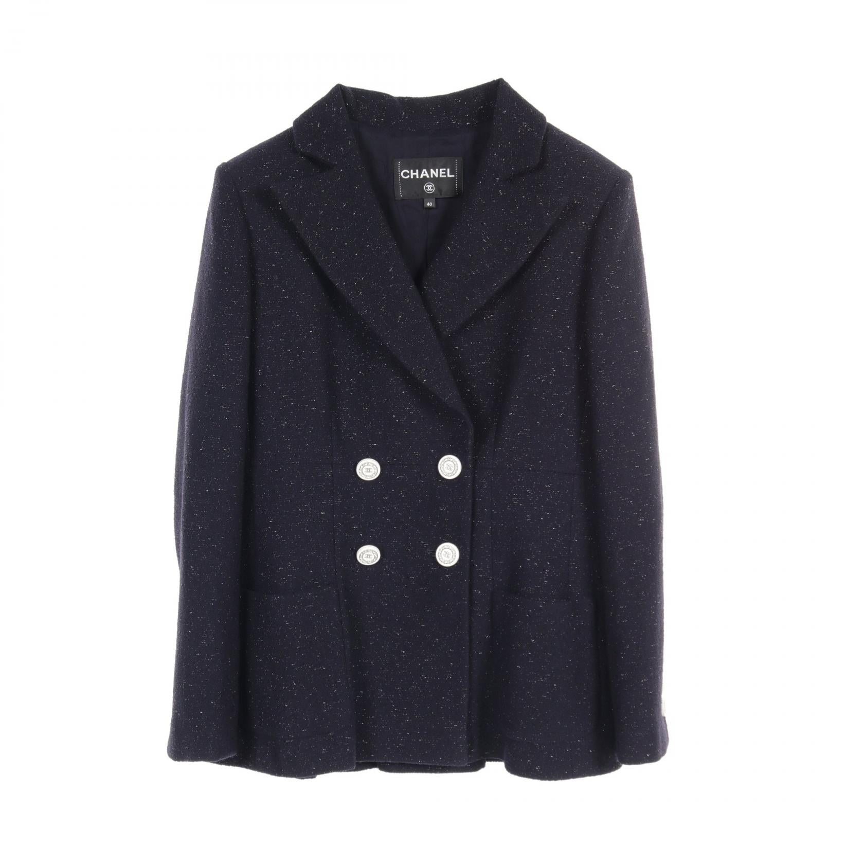 Chanel Wool Tailored Jacket Navy