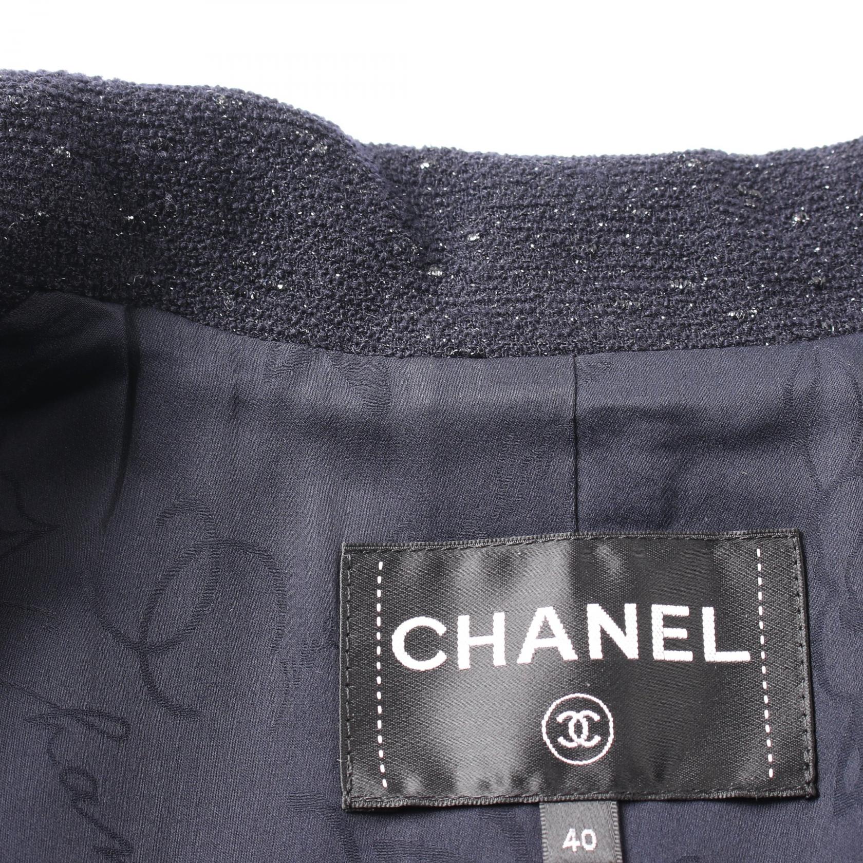 Chanel Wool Tailored Jacket Navy