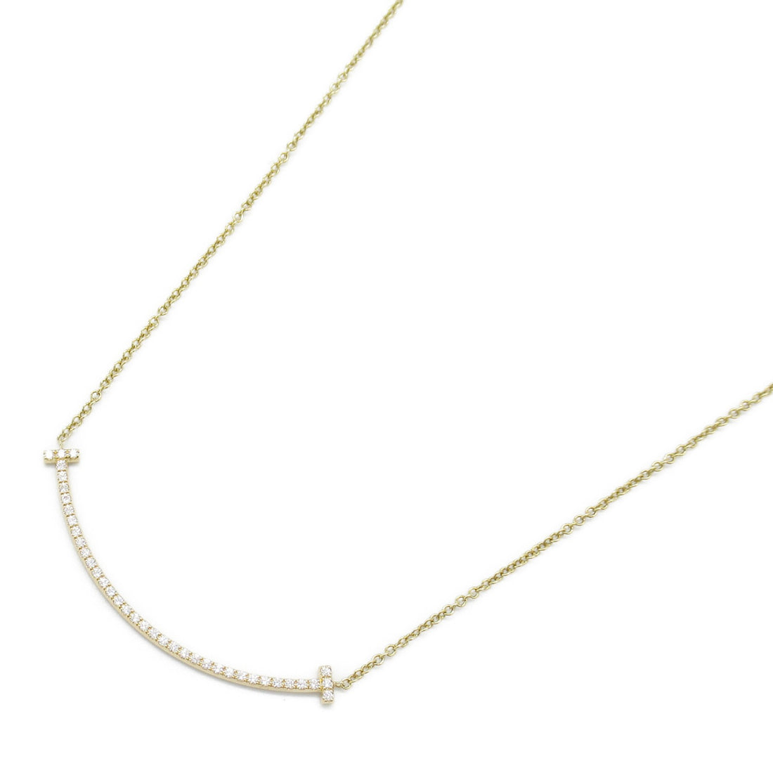 Tiffany & Co Smile Pendant Necklace K18 Gold Diamond