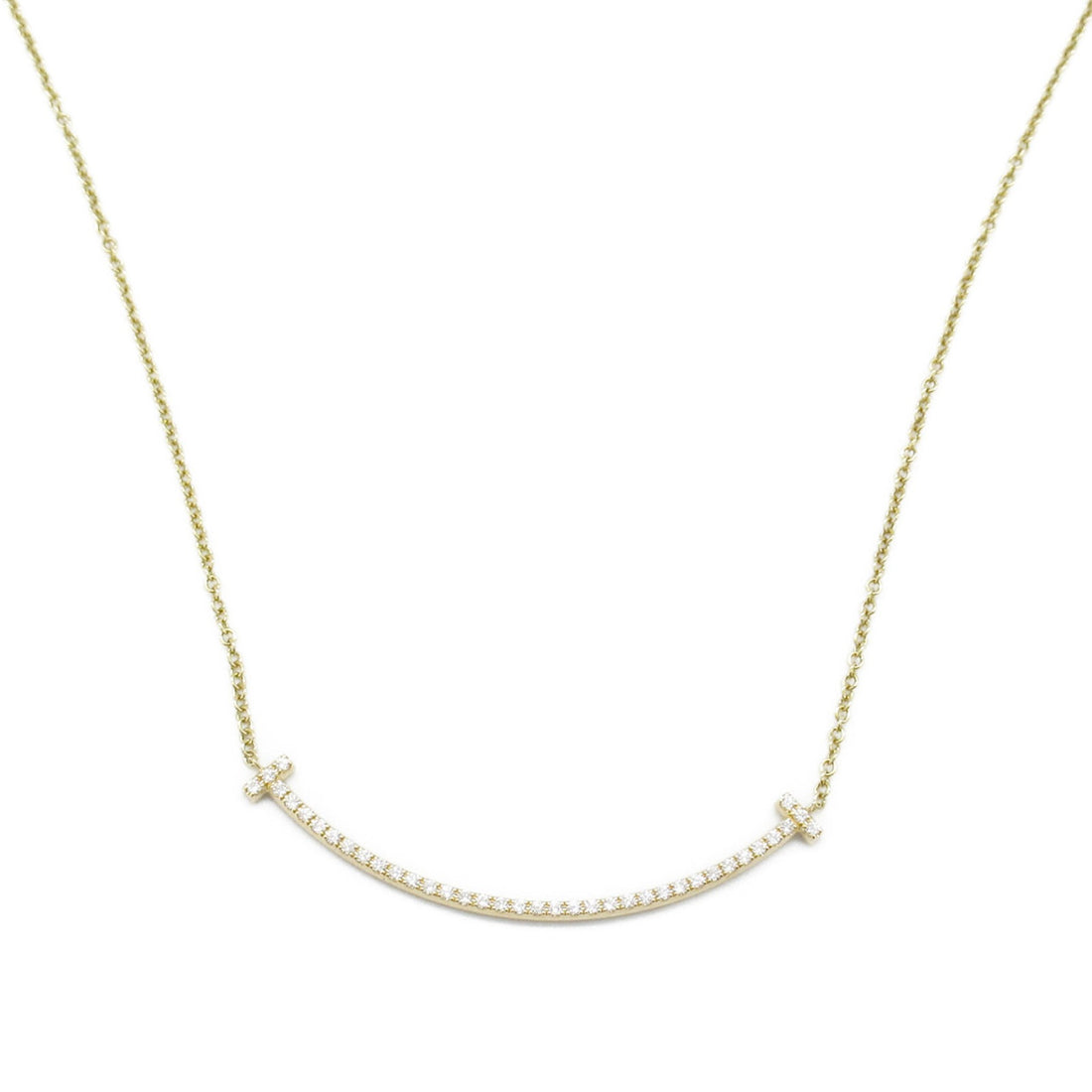 Tiffany & Co Smile Pendant Necklace K18 Gold Diamond