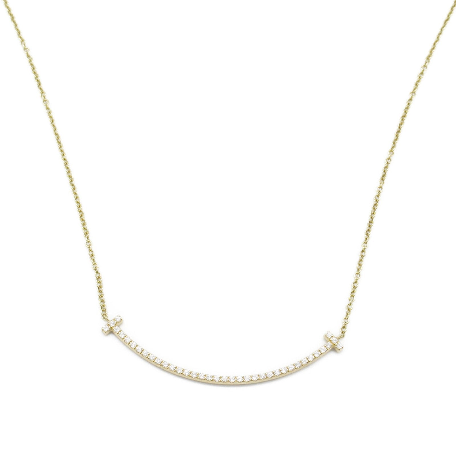 Tiffany & Co Smile Pendant Necklace K18 Gold Diamond