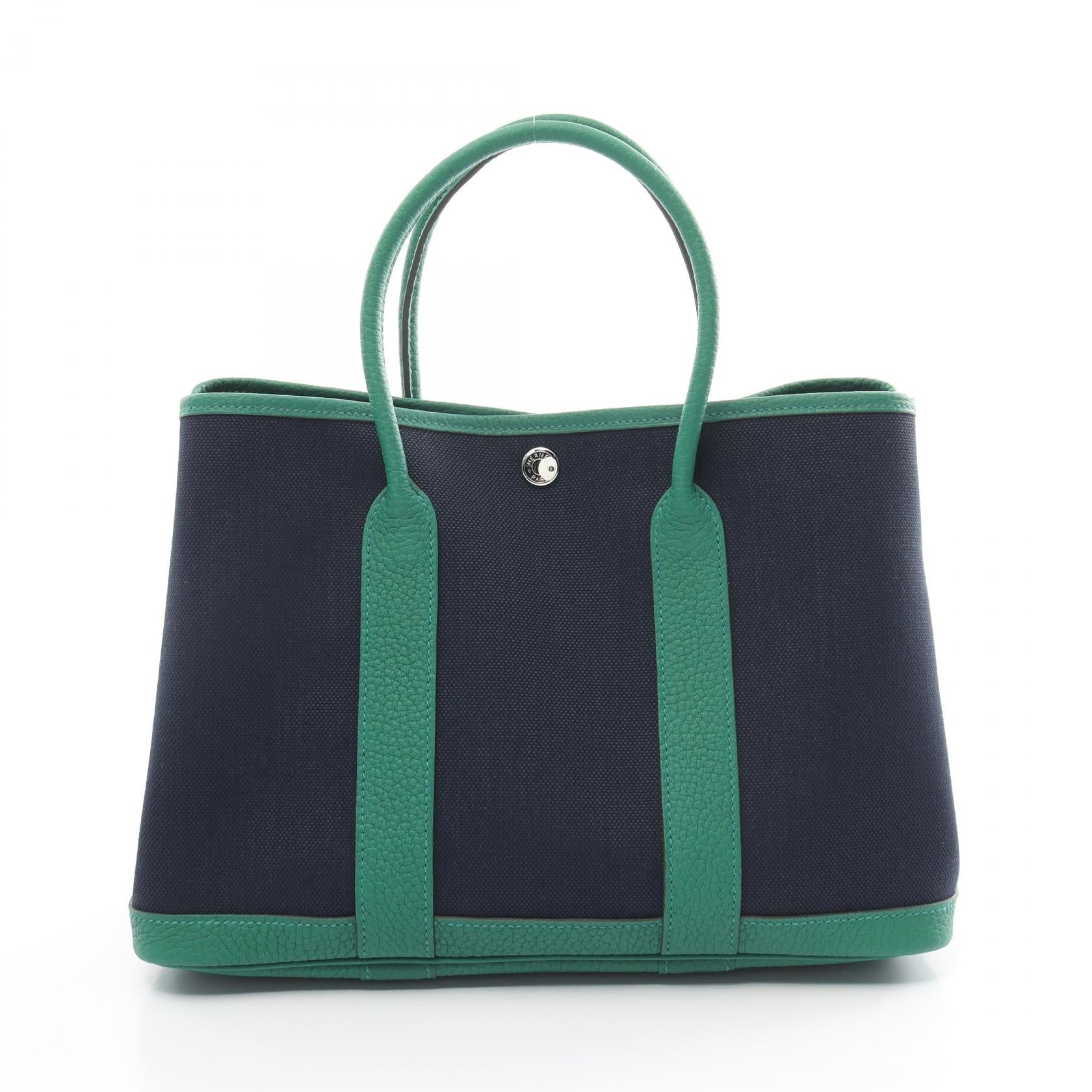 Hermes Garden Party TPM Tote Bag Navy/Green