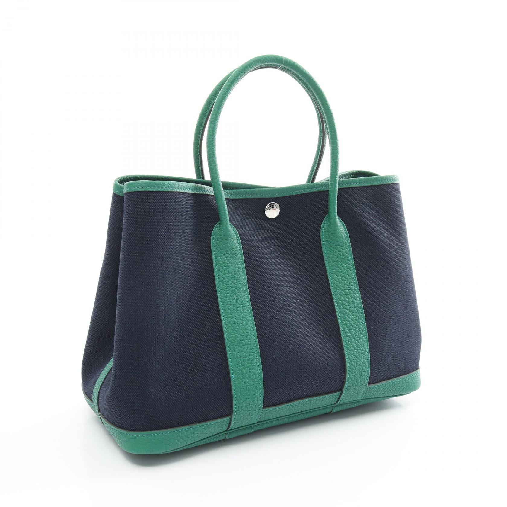 Hermes Garden Party TPM Tote Bag Navy/Green