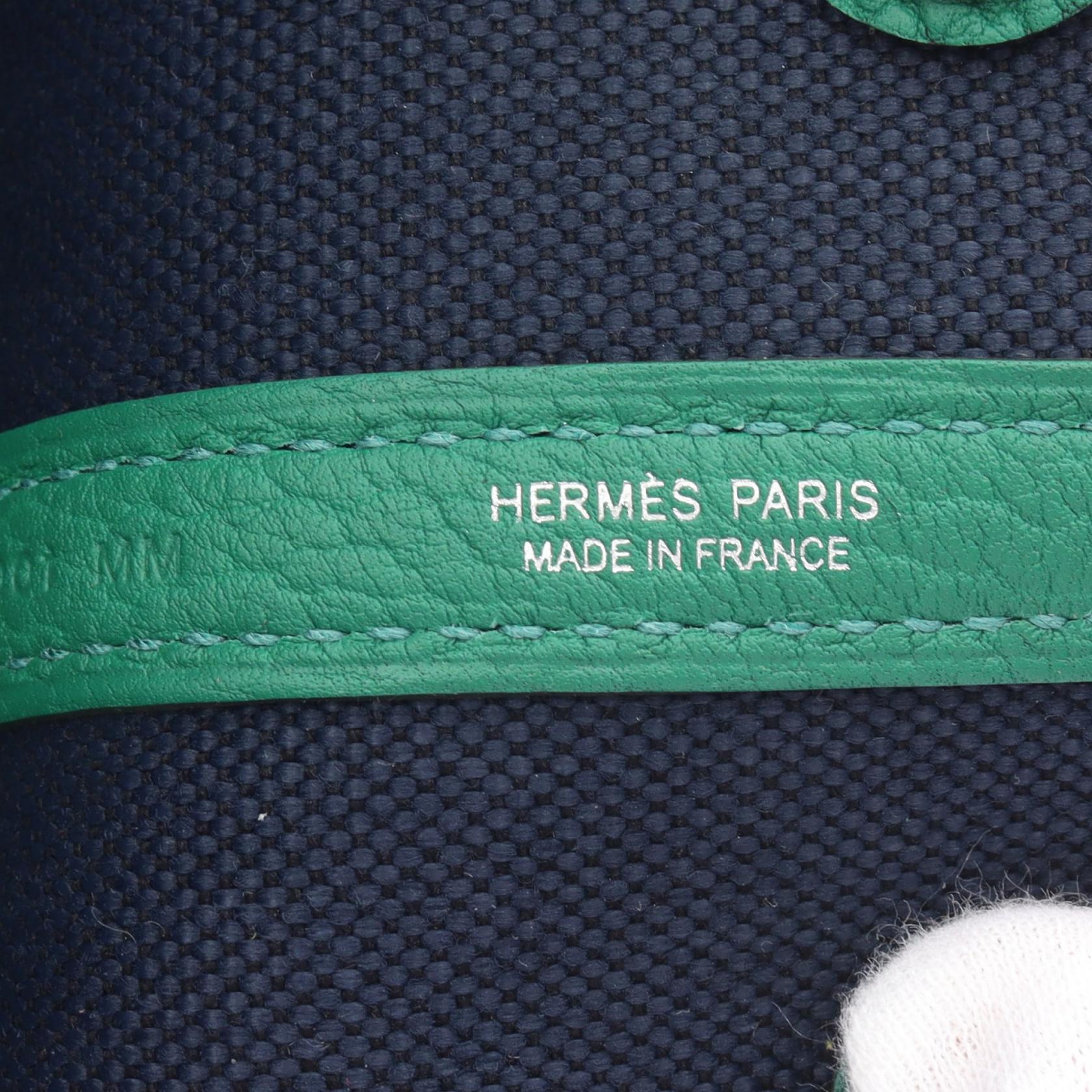 Hermes Garden Party TPM Tote Bag Navy/Green