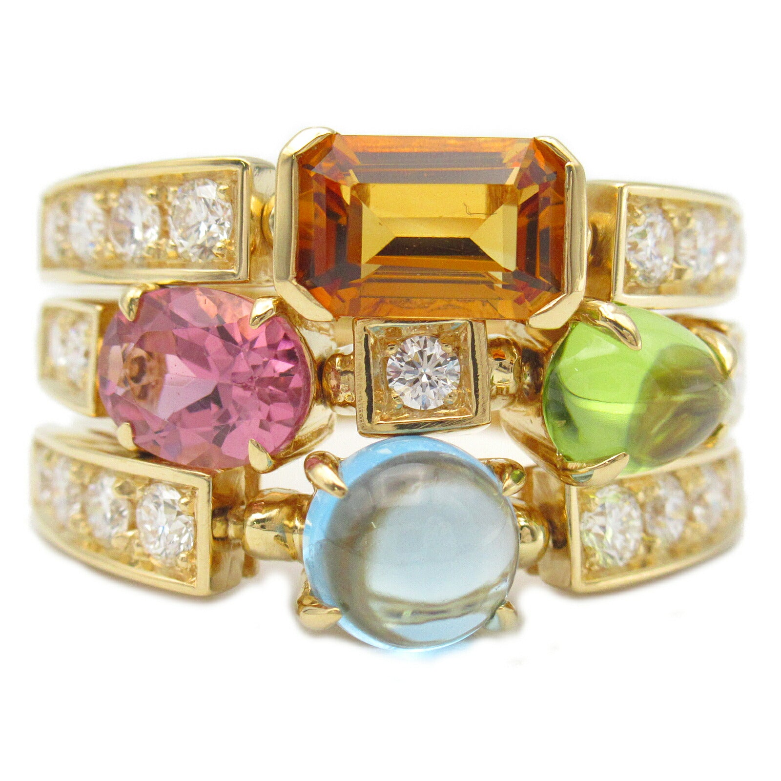 Bvlgari Allegra Ring K18 Gold Diamond Topaz Peridot