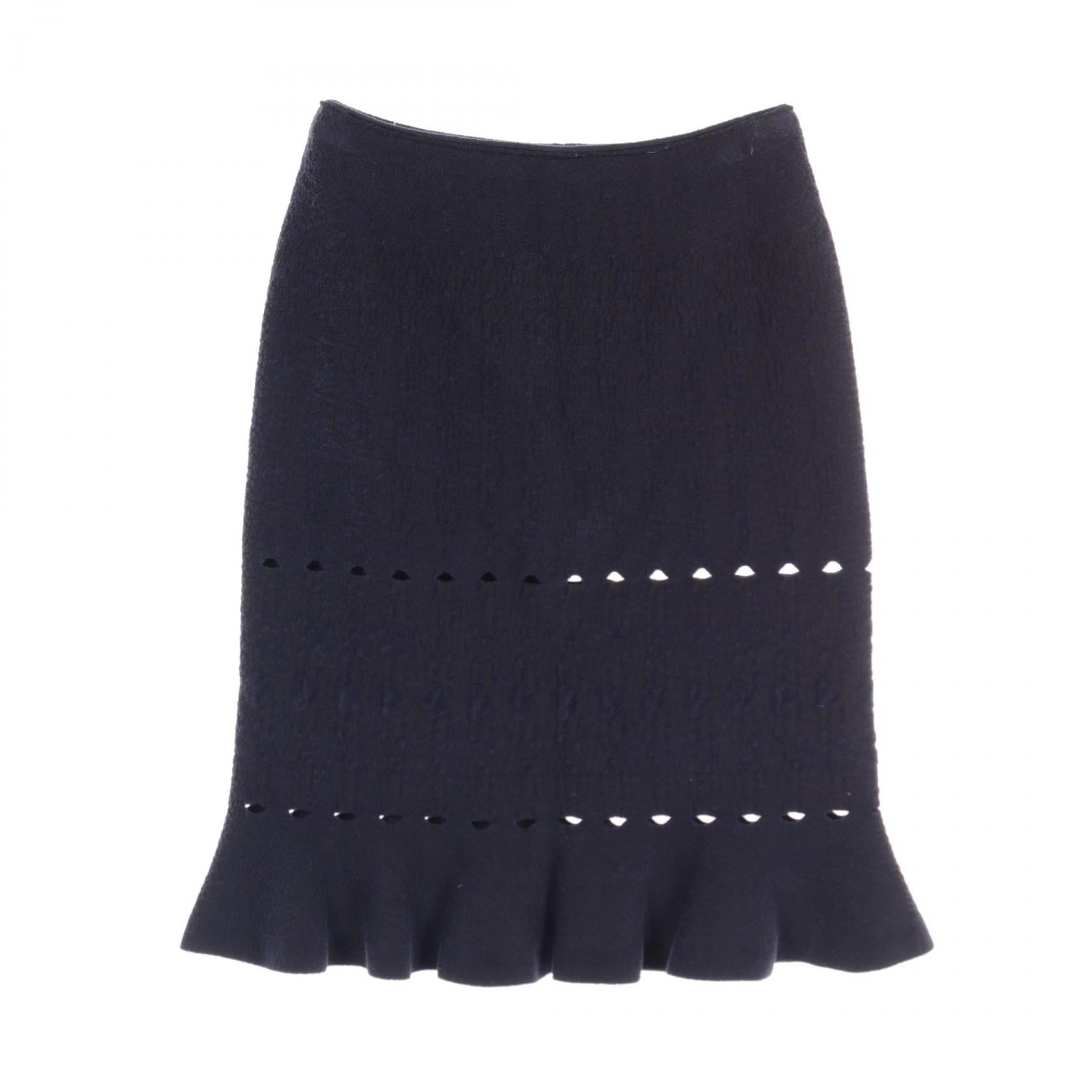 ALAIA Rayon Cupro Skirt Navy