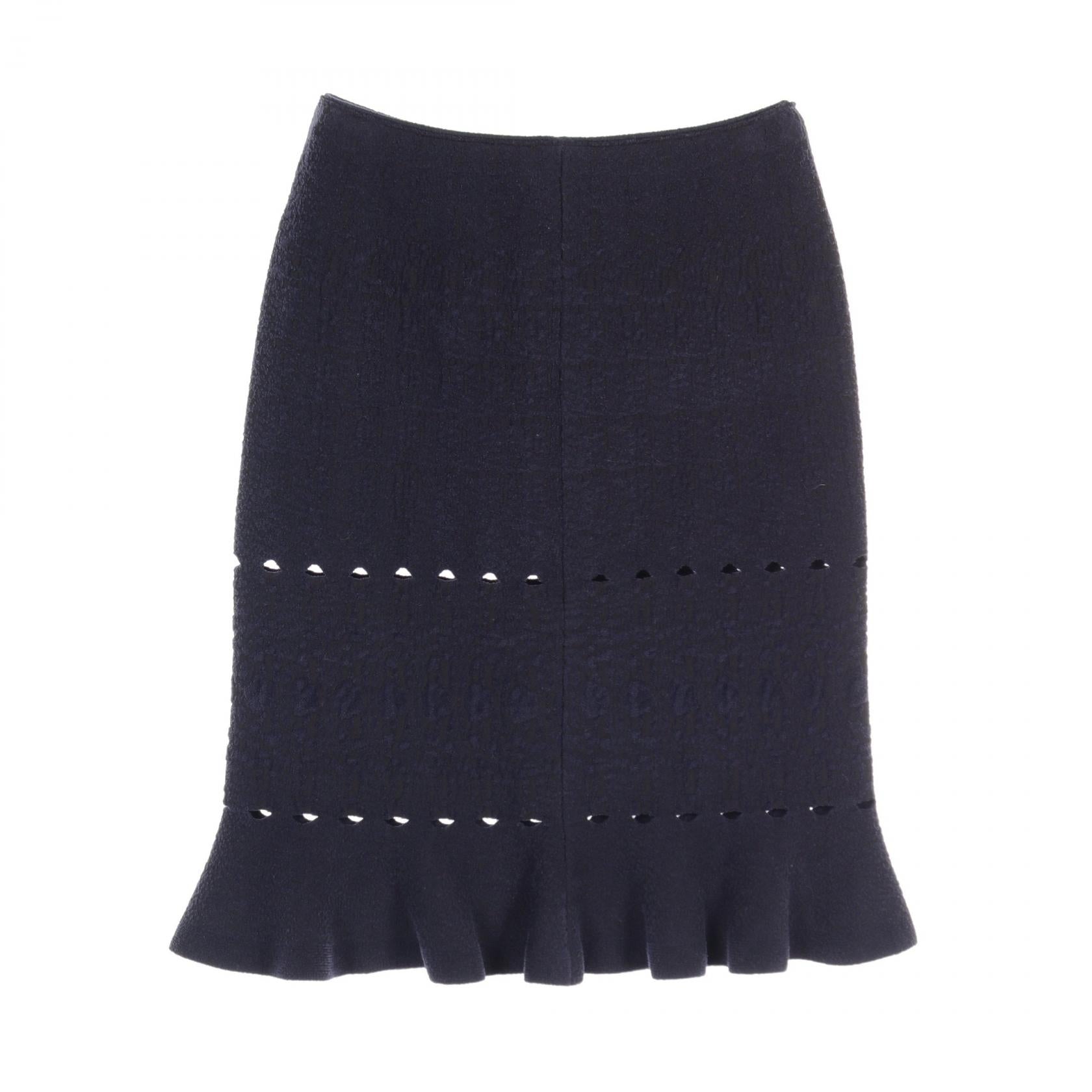 ALAIA Rayon Cupro Skirt Navy