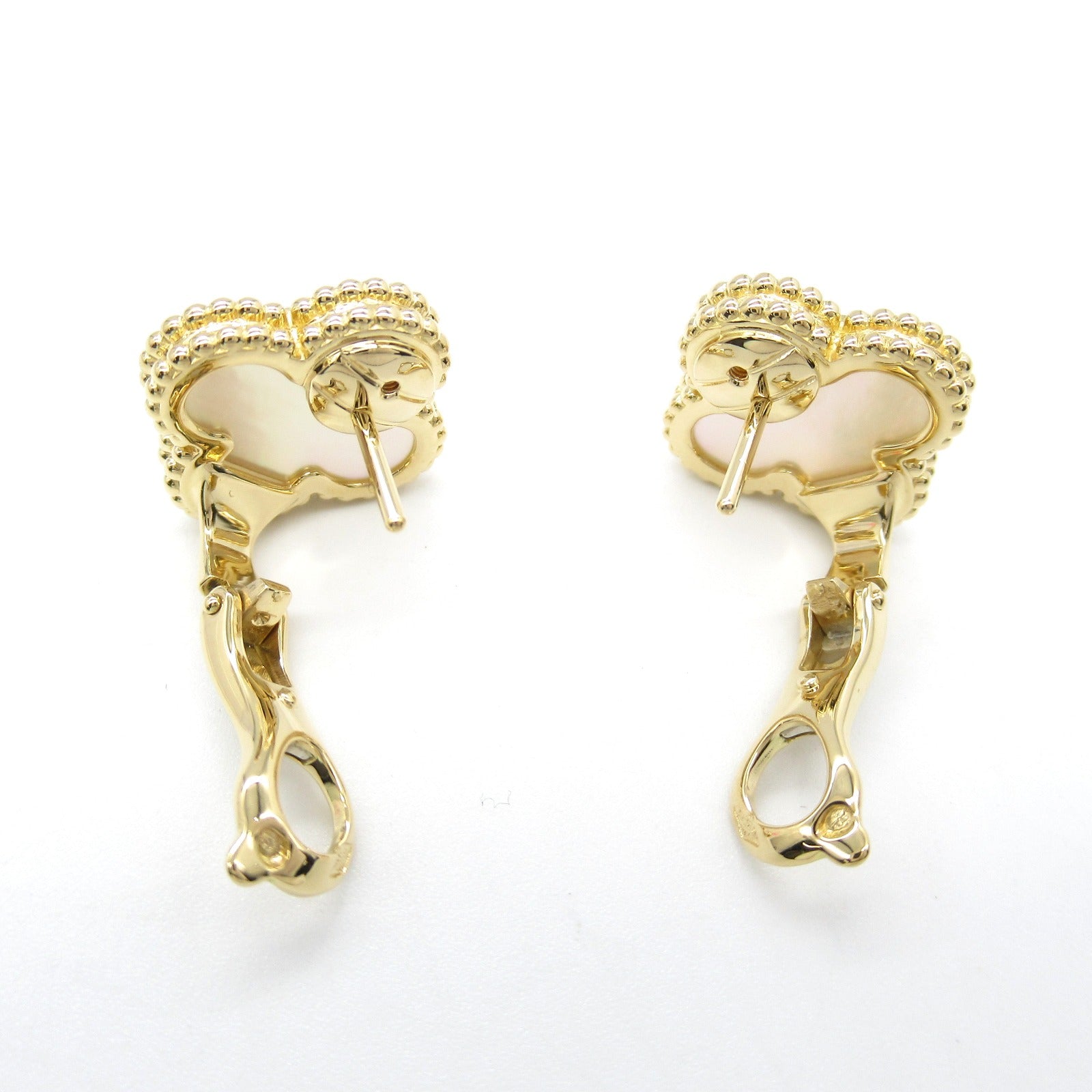 Van Cleef & Arpels Vintage Alhambra Earrings Mother of Pearl K18 Yellow Gold