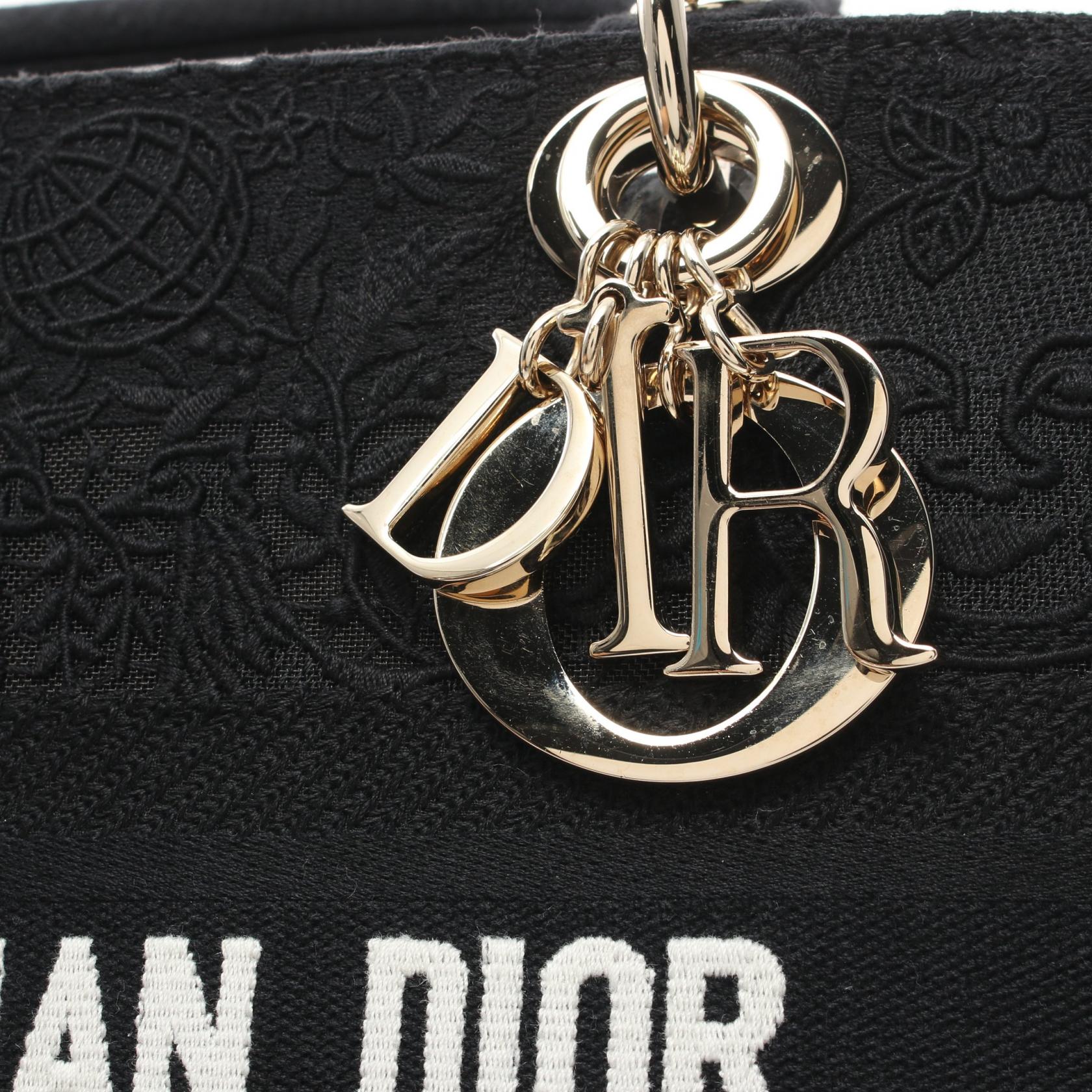 Dior Lady D-Lite Medium Canvas Handbag