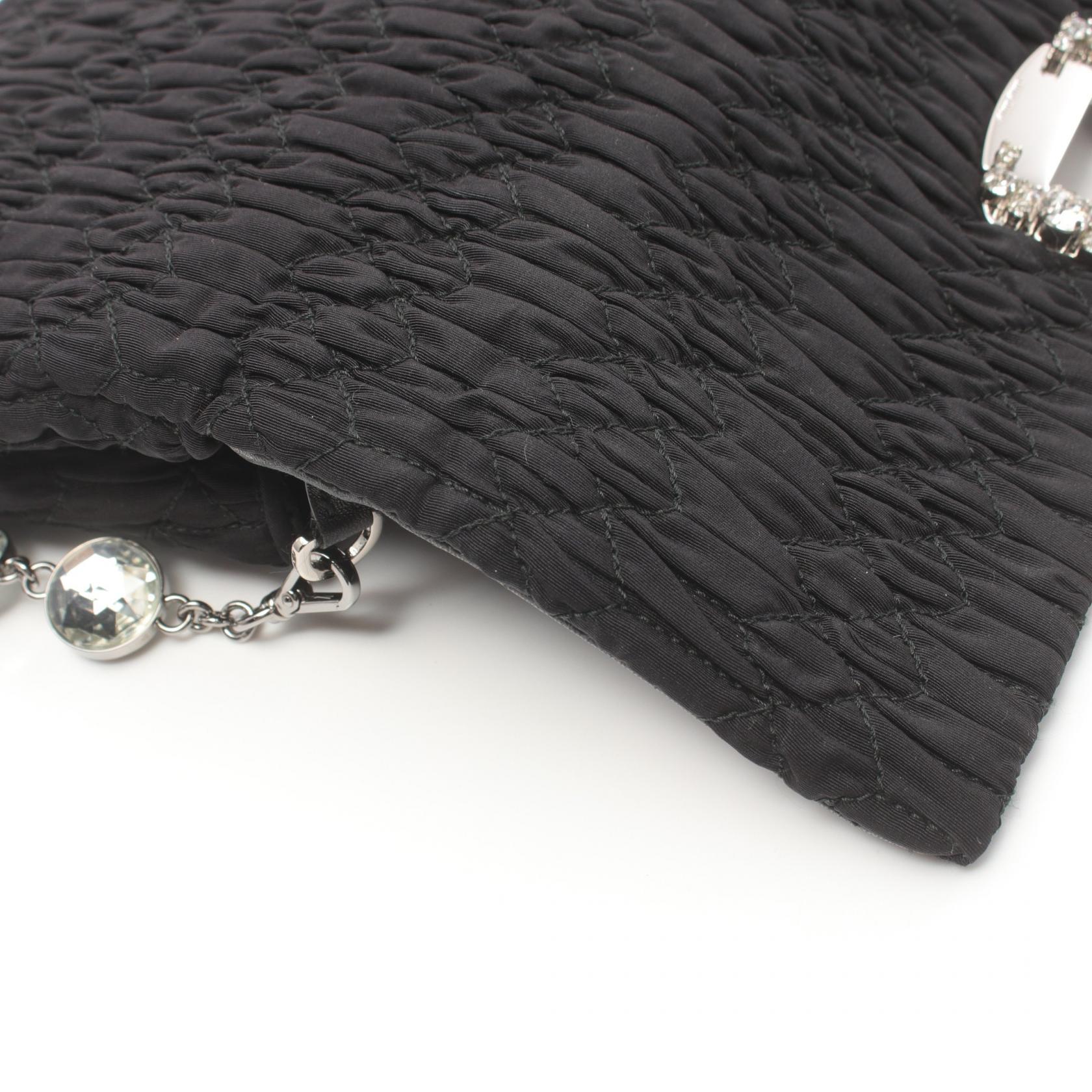 Miu Miu Faille Matelasse Crystal Flap Clutch Canvas Shoulder Bag RP0415 in Great Condition