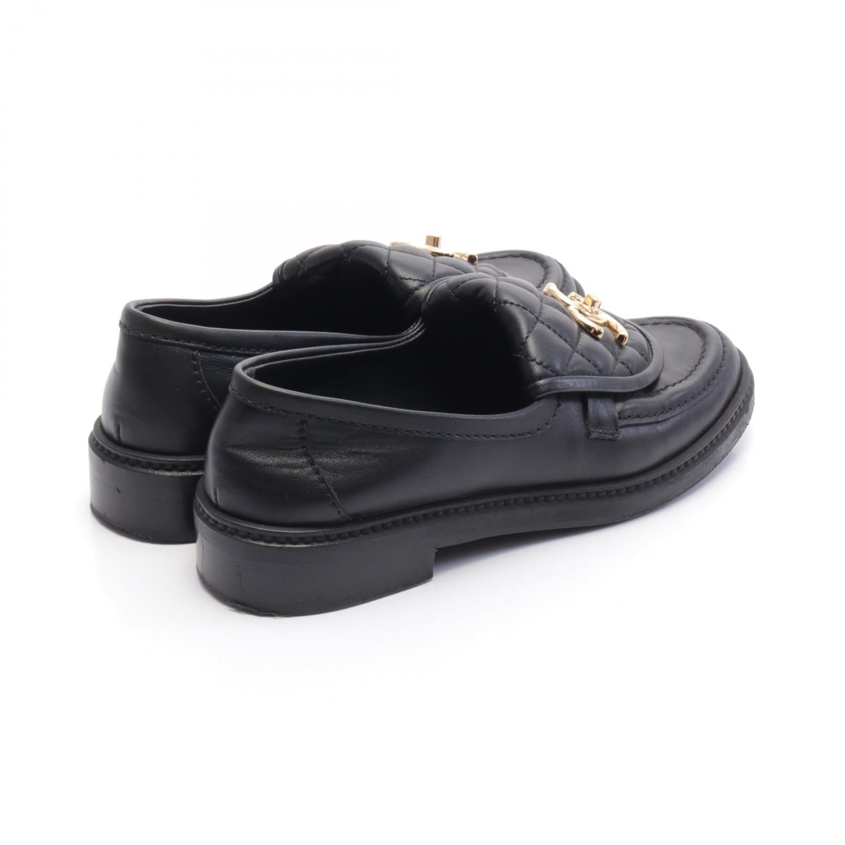 Chanel Matelasse Coco Mark Leather Loafers