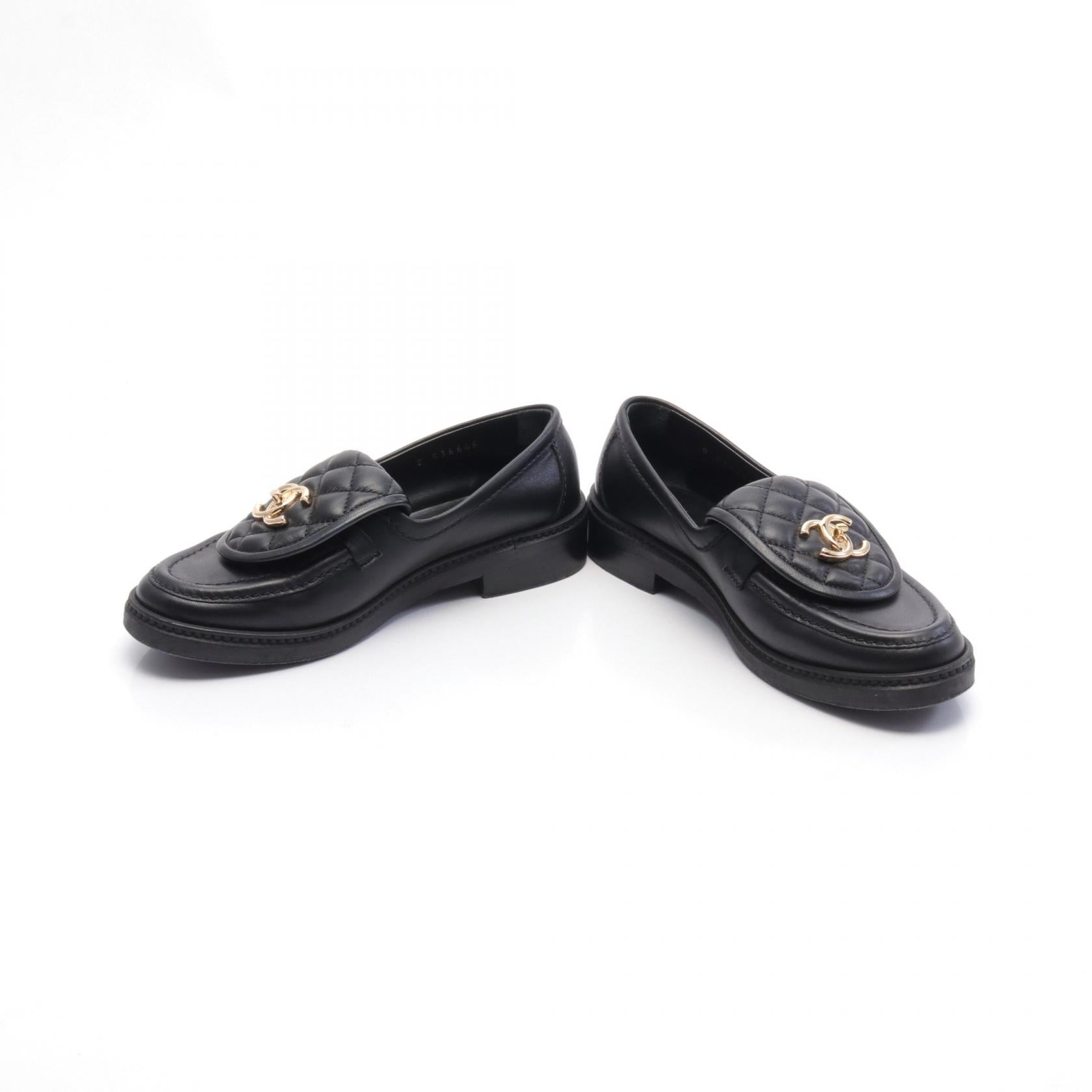 Chanel Matelasse Coco Mark Leather Loafers