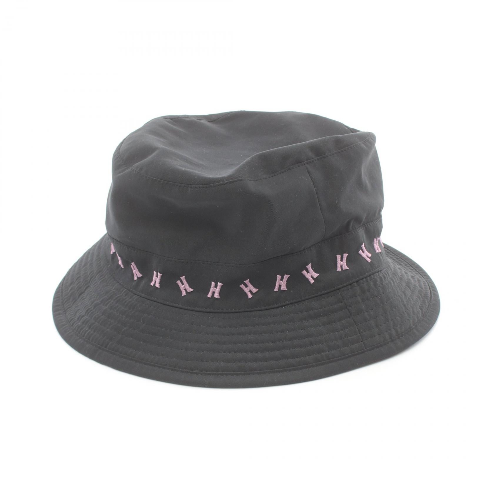 Hermes Nylon Embroidered Hat Black/Pink