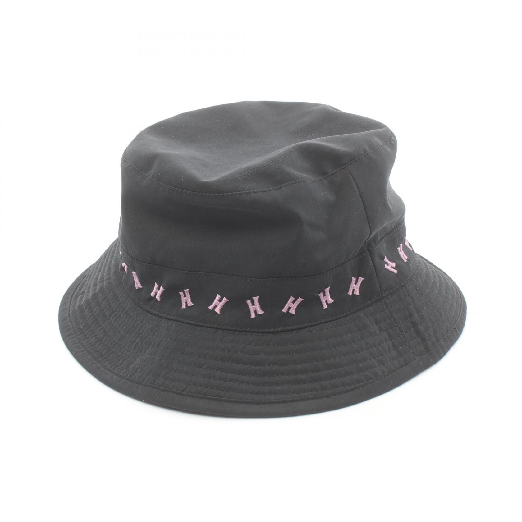 Hermes Nylon Embroidered Hat Black/Pink