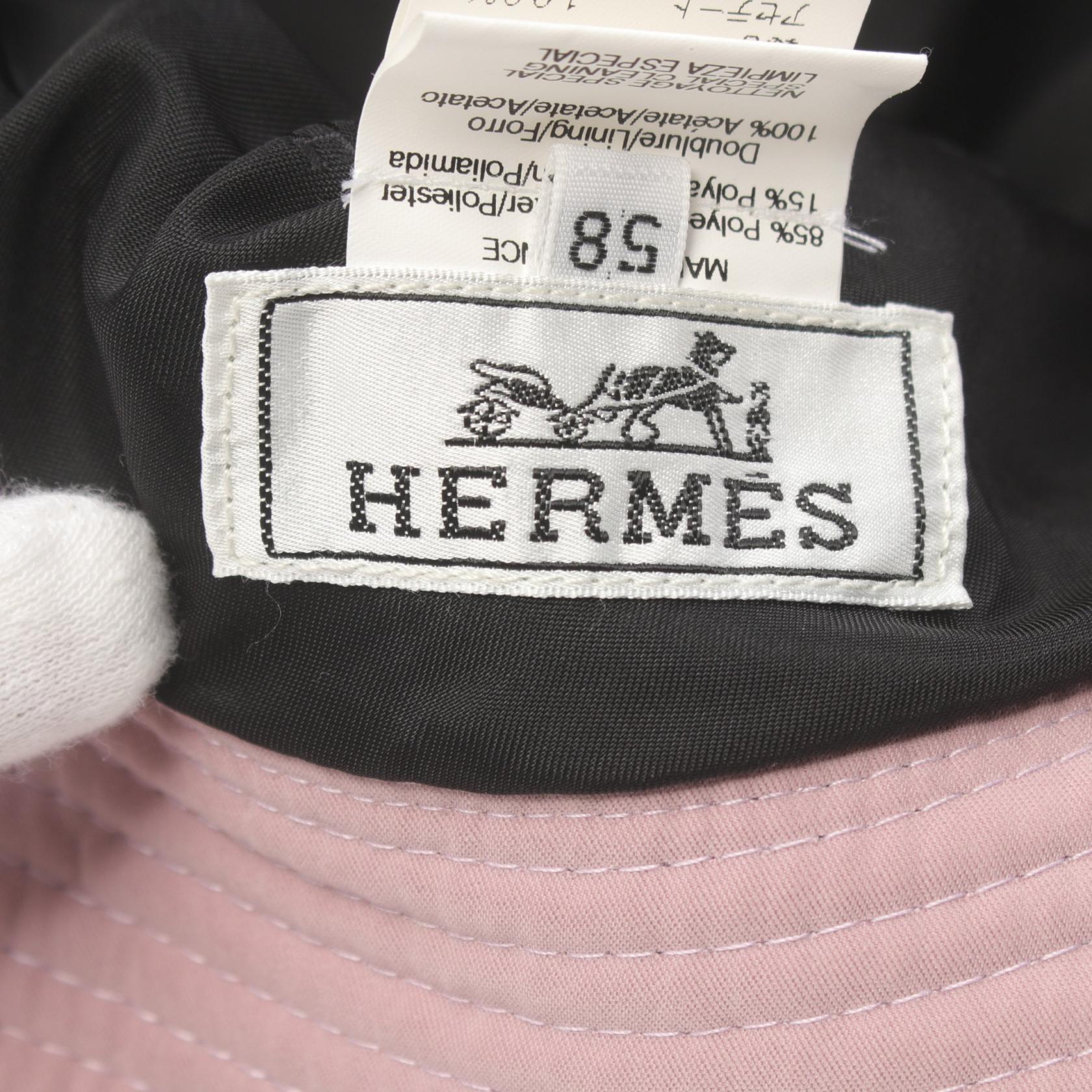 Hermes Nylon Embroidered Hat Black/Pink