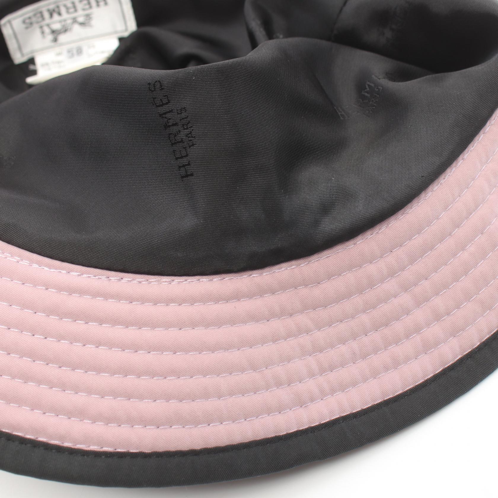 Hermes Nylon Embroidered Hat Black/Pink