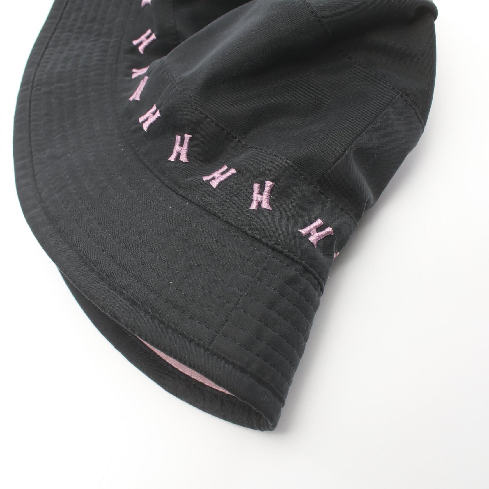 Hermes Nylon Embroidered Hat Black/Pink