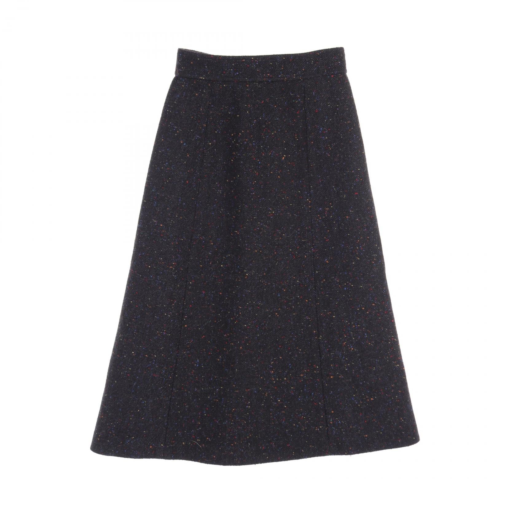 Chloe Wool Silk Skirt Black Multi-Color