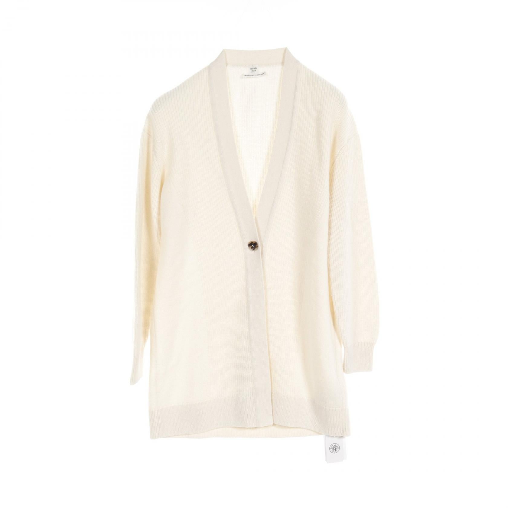 Hermes Cashmere Cardigan Ivory