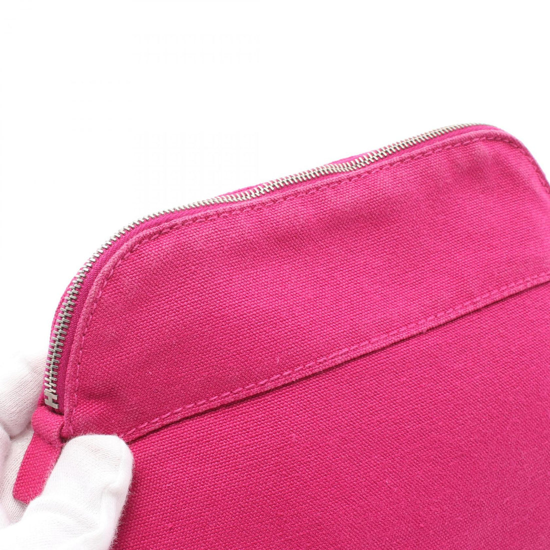 Hermes Canvas Leather Bolide Pouch 20 Pink