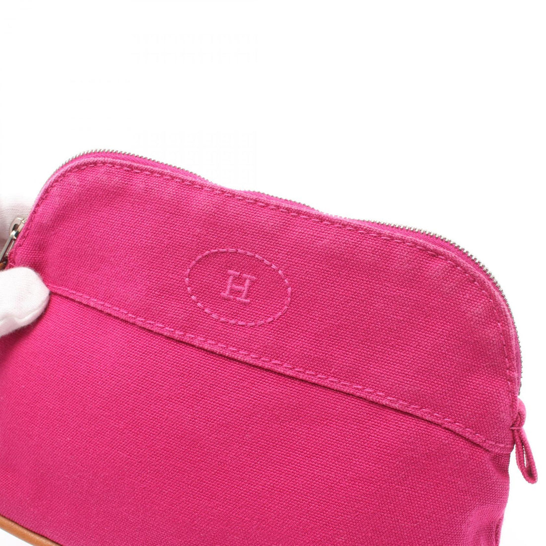 Hermes Canvas Leather Bolide Pouch 20 Pink