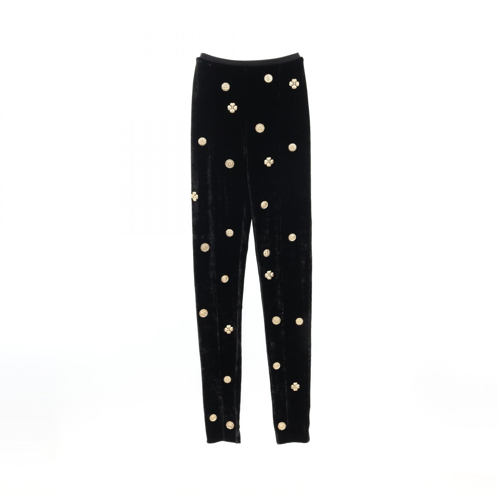 Chanel Viscose Motif Pants Black/Gold