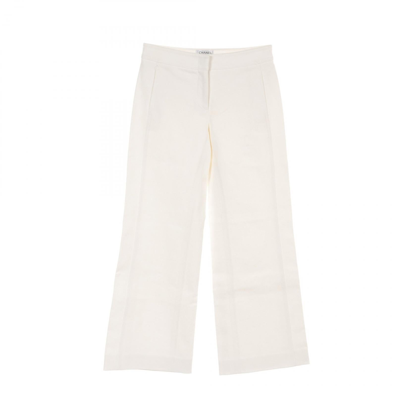 Chanel Cotton Denim Pants White