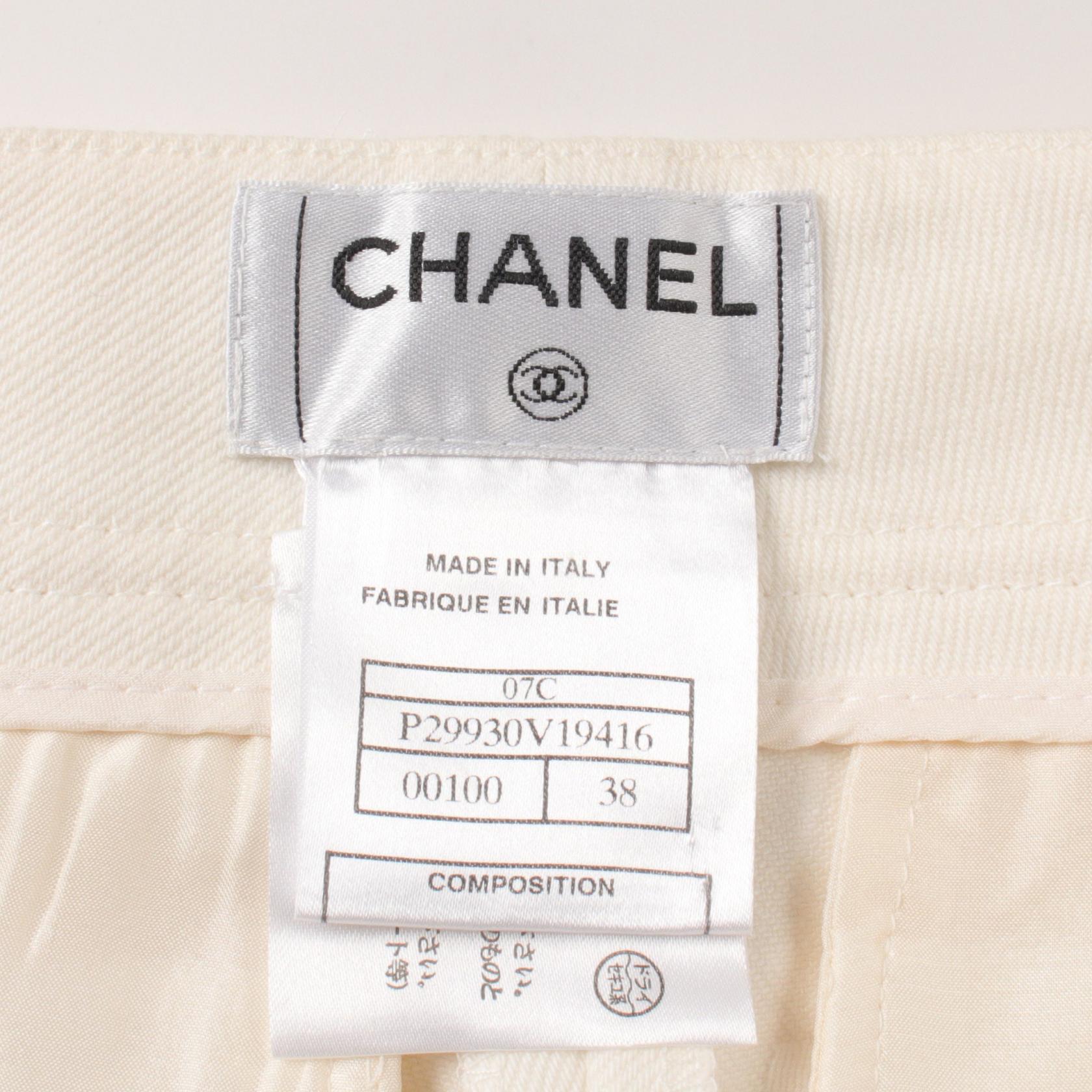 Chanel Cotton Denim Pants White