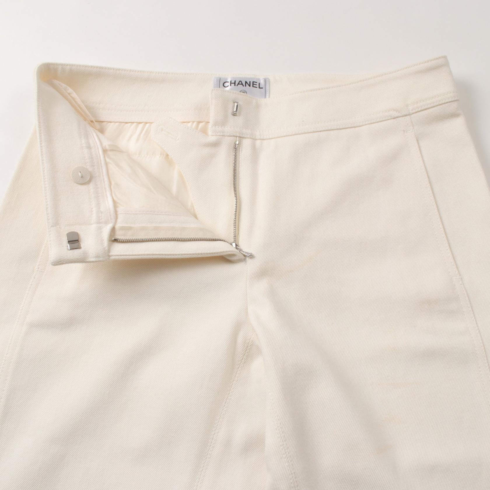 Chanel Cotton Denim Pants White