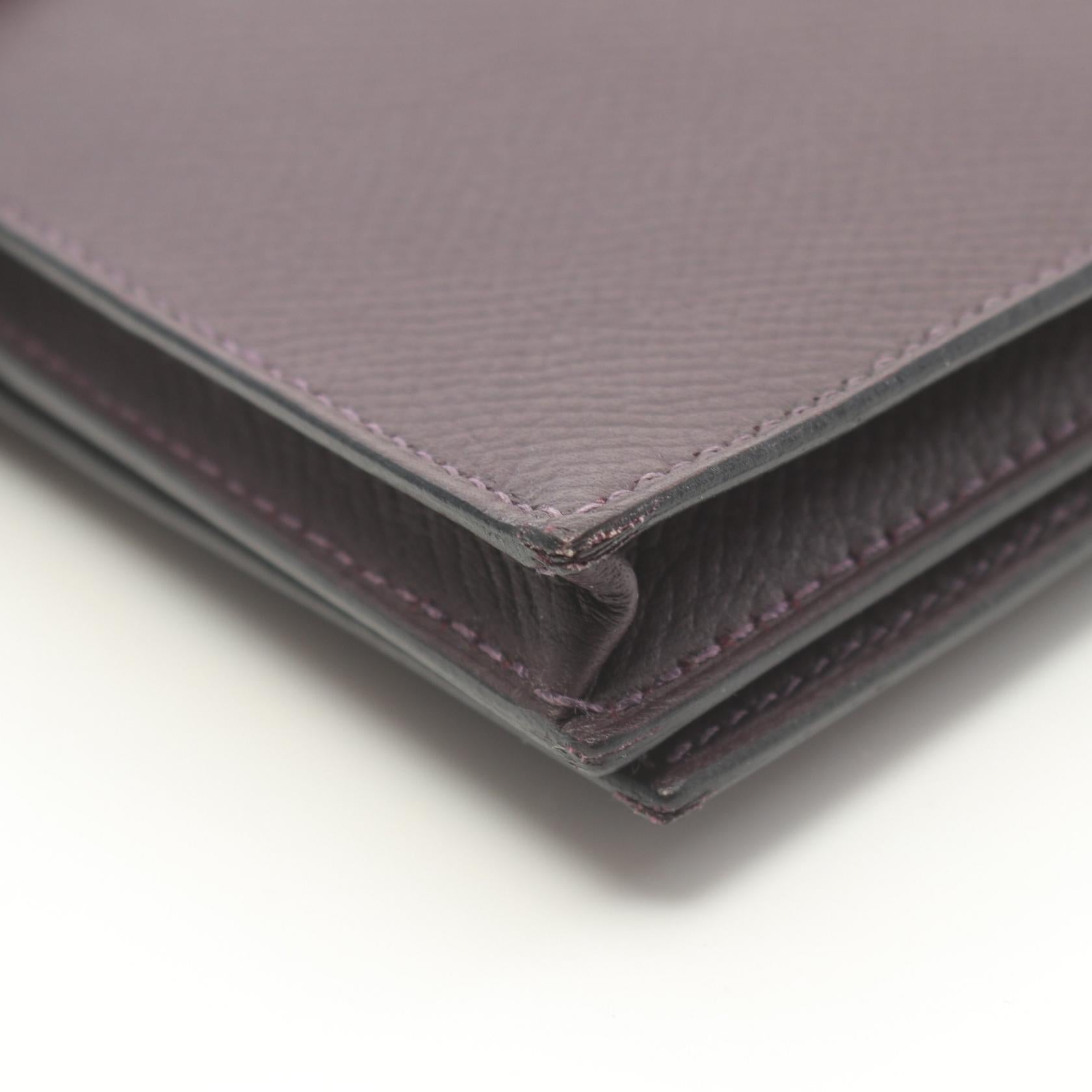 Hermes Bearn Souffle Leather Long Wallet Purple