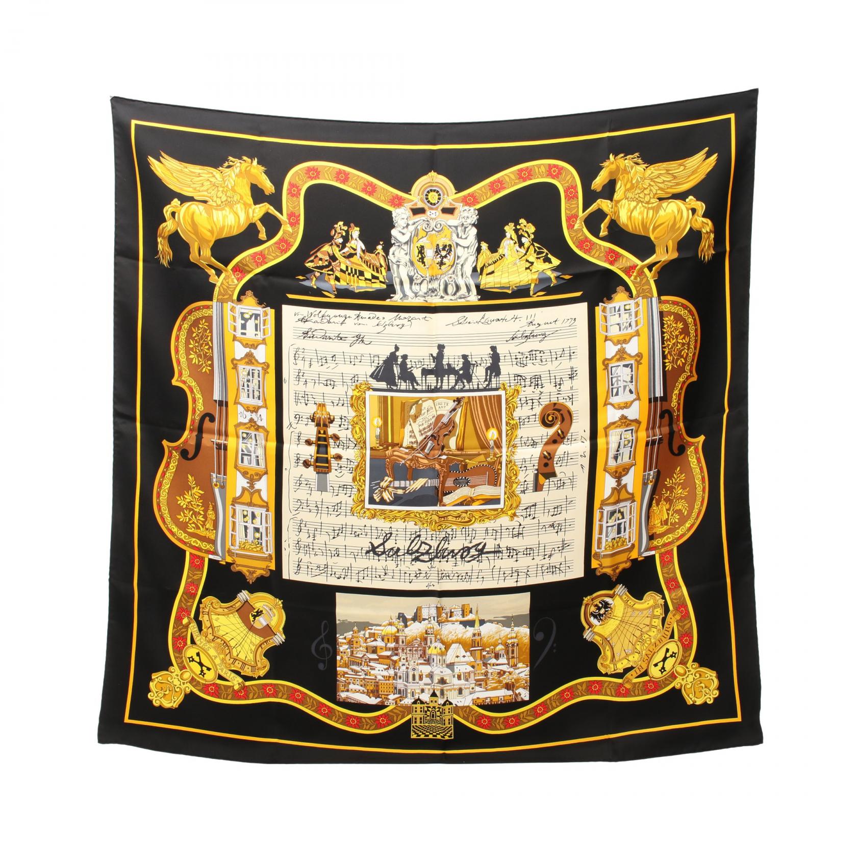 Hermes Silk Scarf IN SALZBURG Black