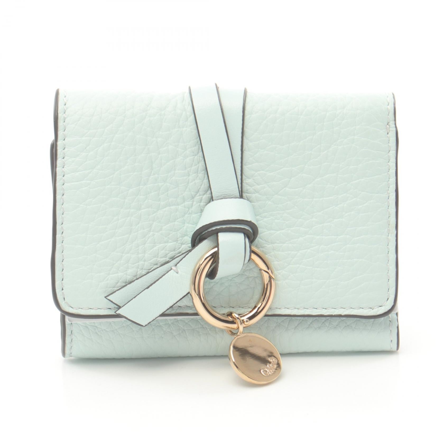 Chloe Alphabet Leather Trifold Wallet Green