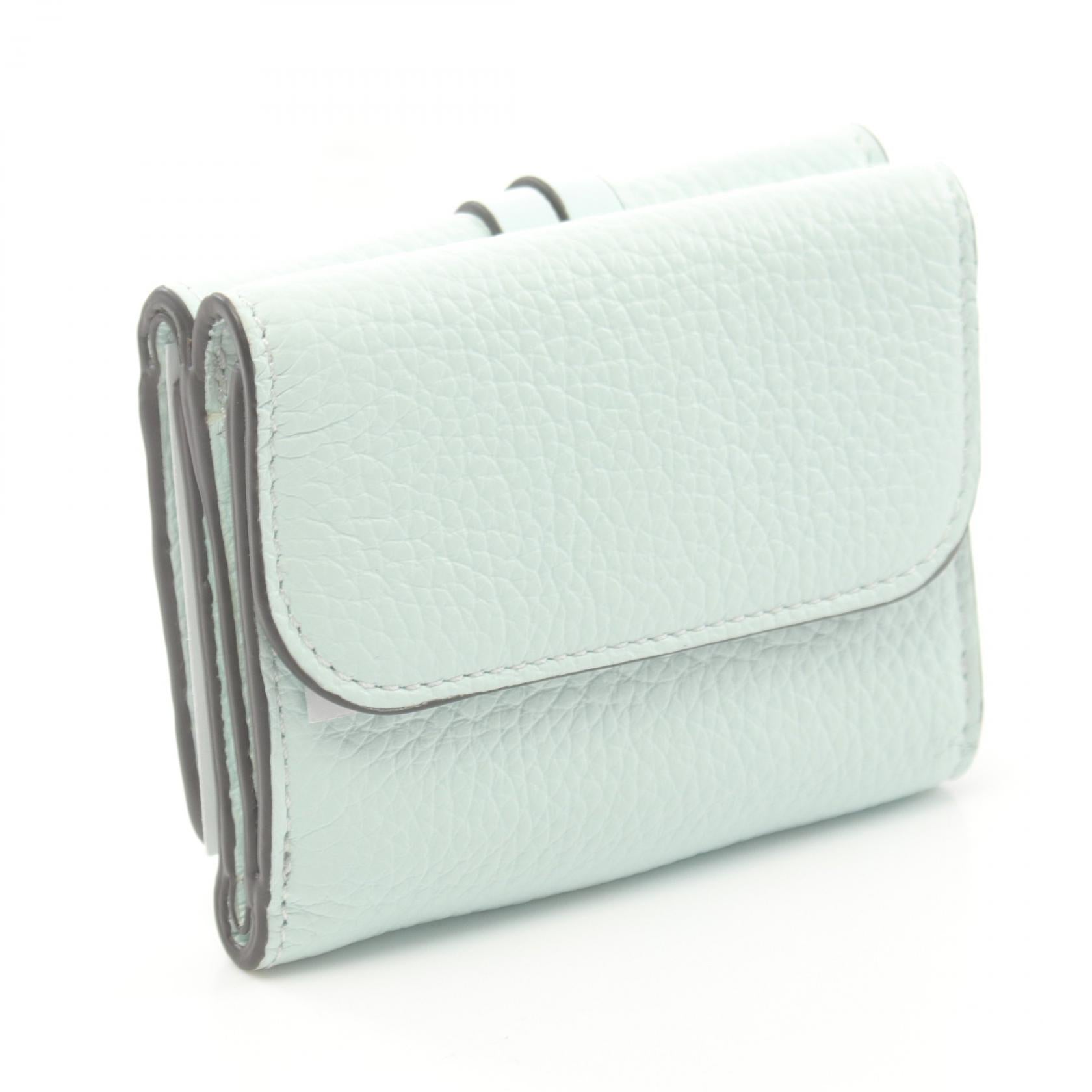 Chloe Alphabet Leather Trifold Wallet Green