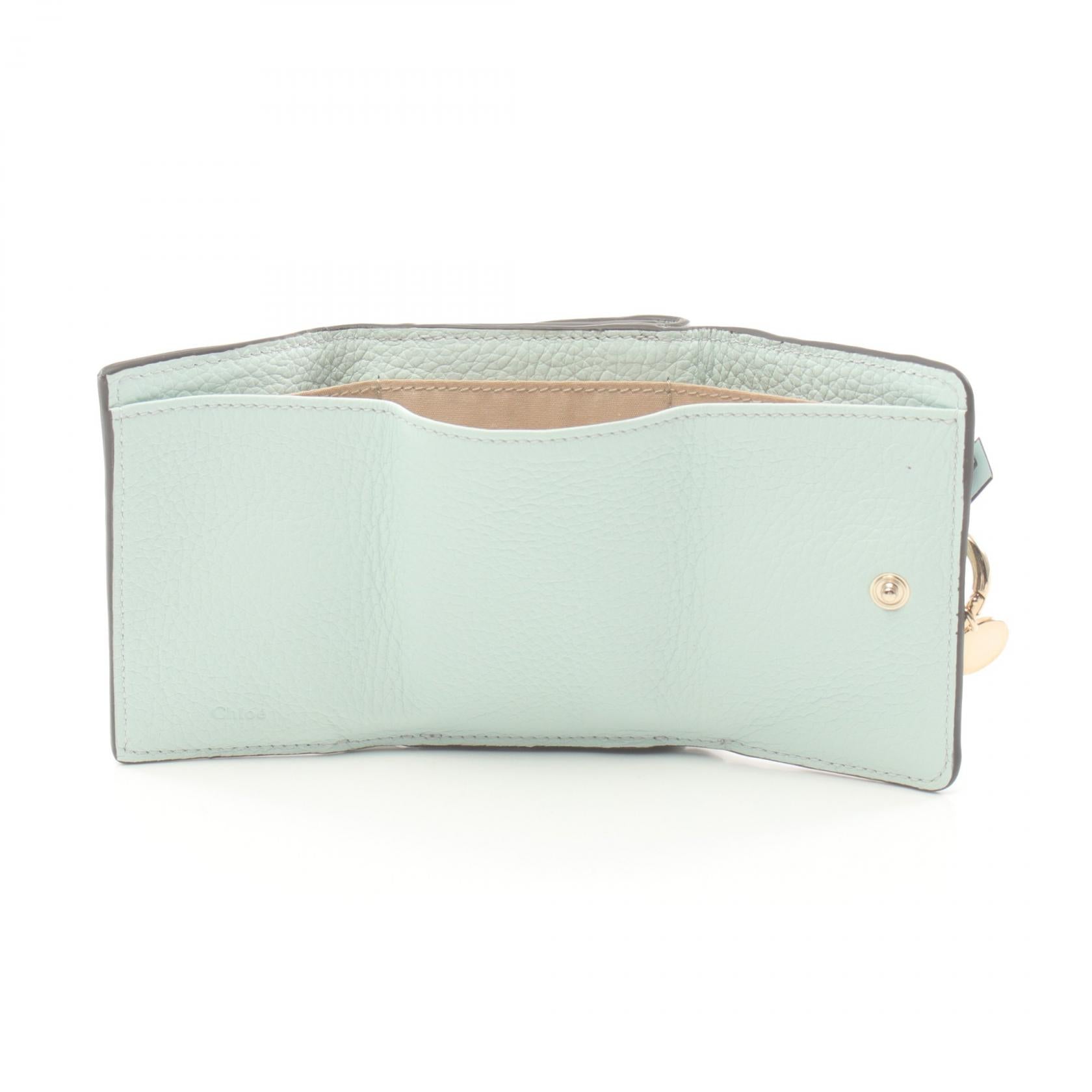 Chloe Alphabet Leather Trifold Wallet Green