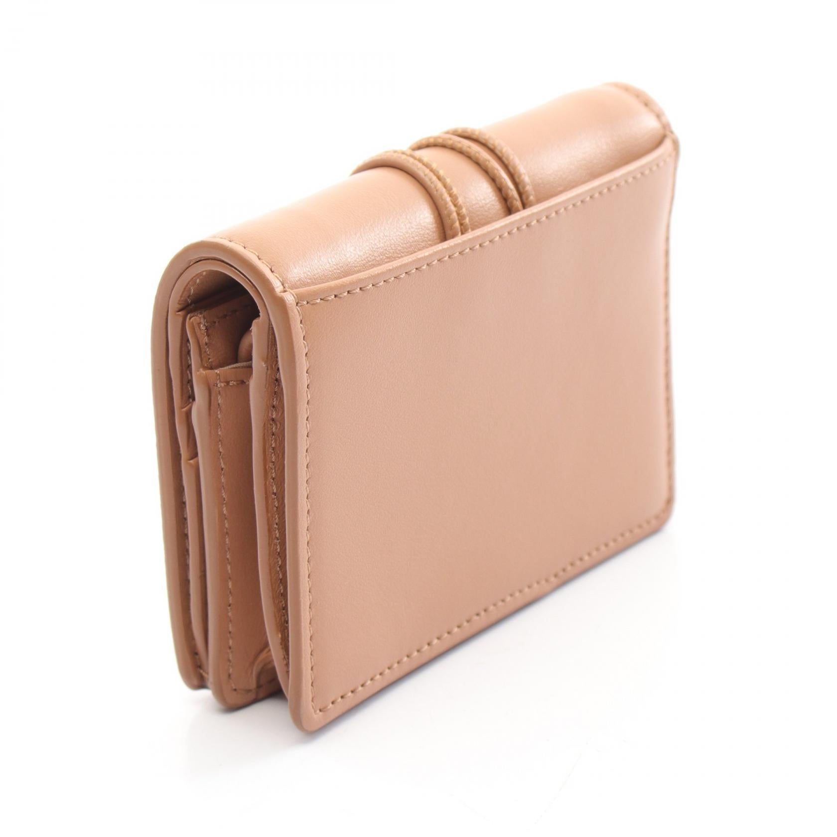 Chloe Malou Small Leather Wallet Beige