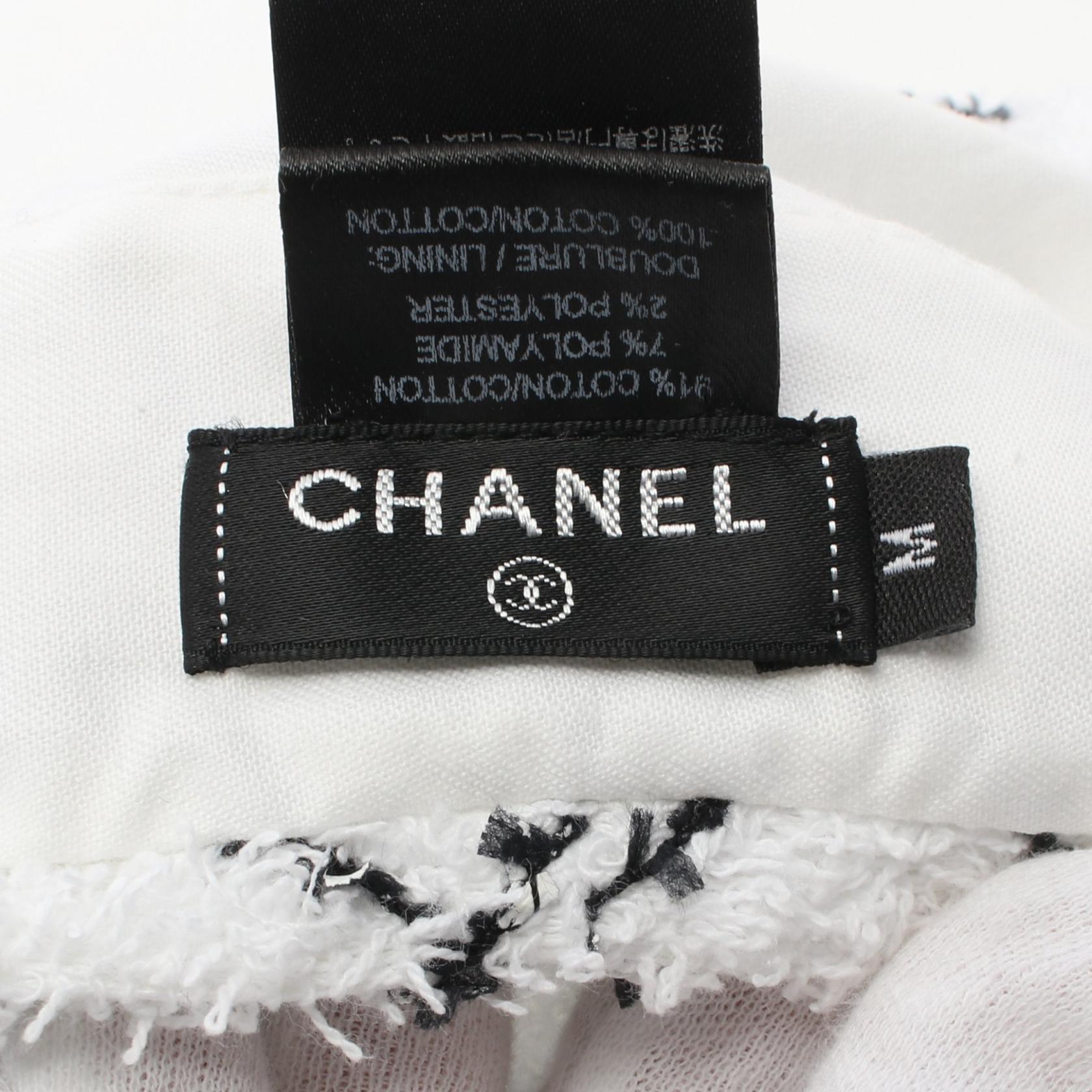 Chanel Fabric Cap Hat White/Black