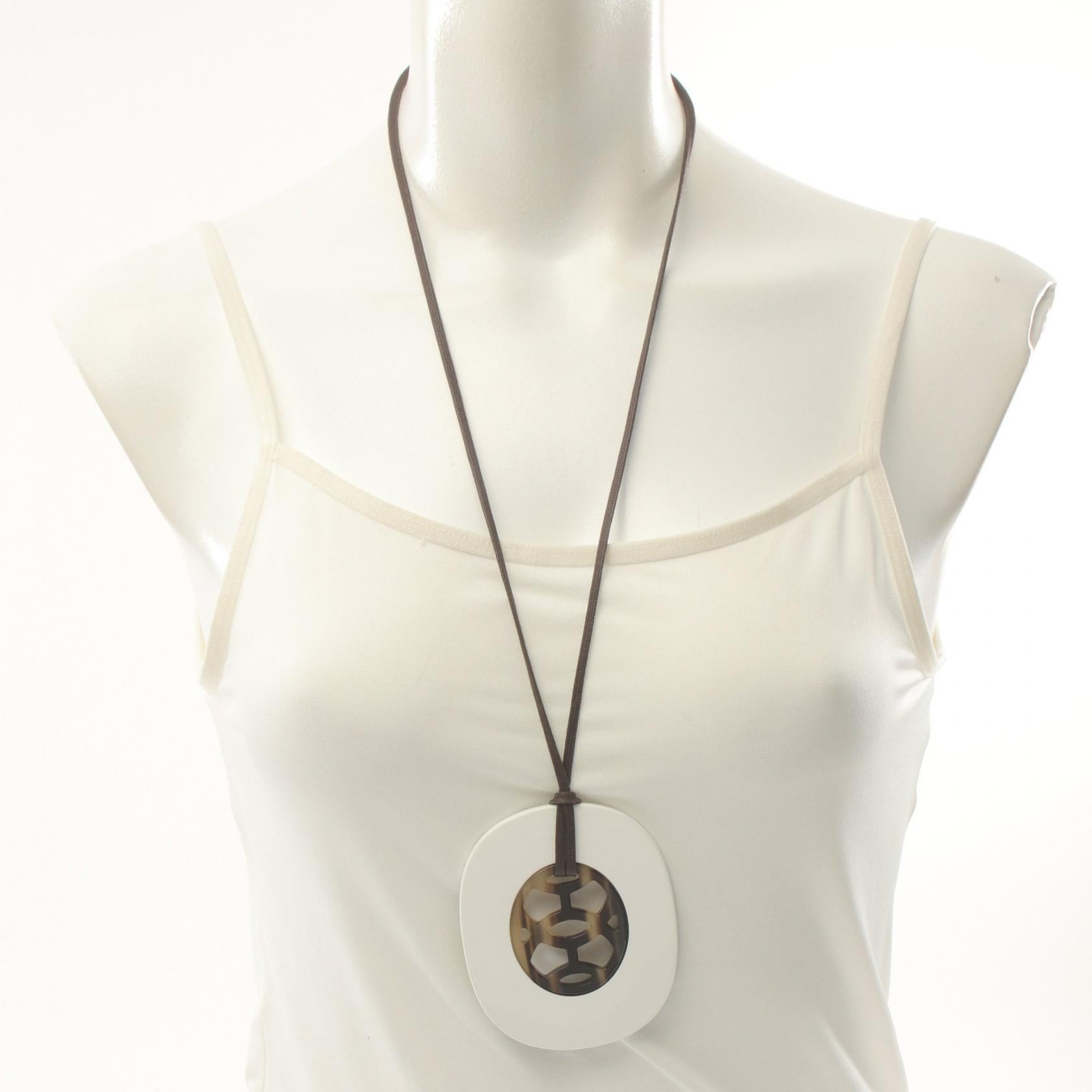 Hermes Leather Buffalo Horn Necklace