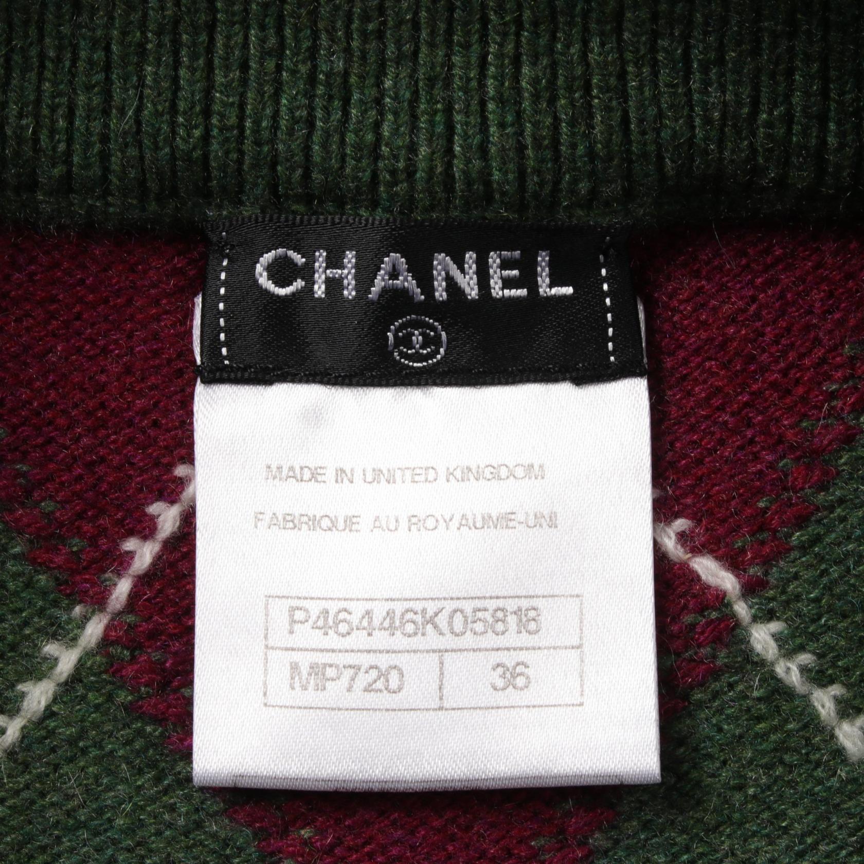 Chanel Cashmere Skirt Green Multi-Color