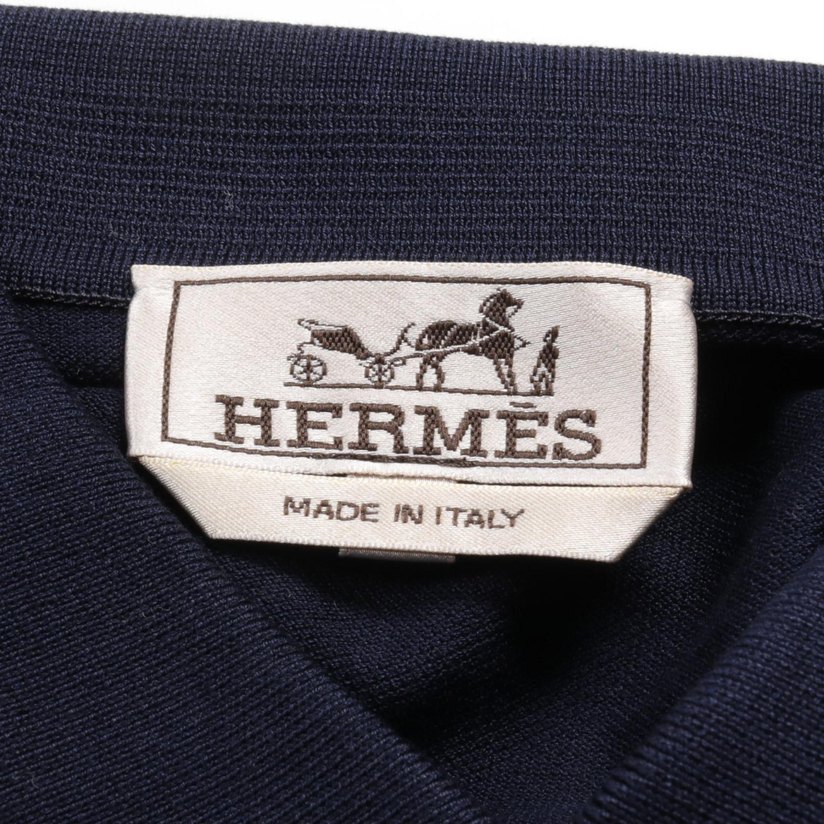 Hermes Cotton Polo Shirt Navy