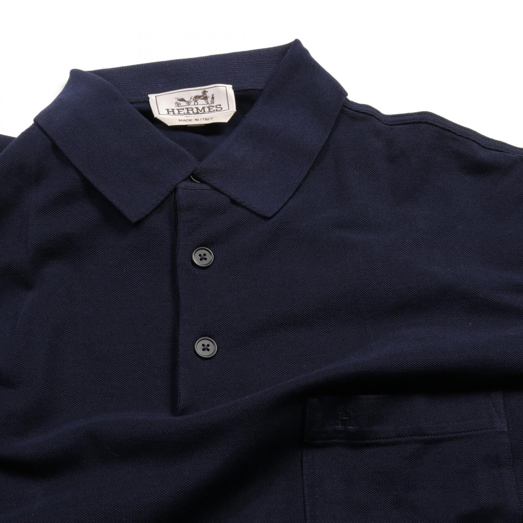 Hermes Cotton Polo Shirt Navy