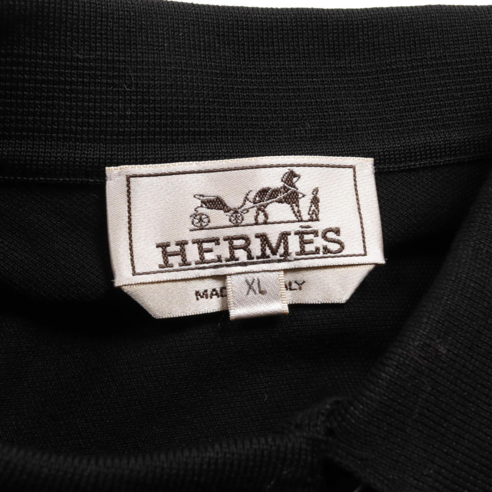 Hermes Cotton Polo Shirt Black