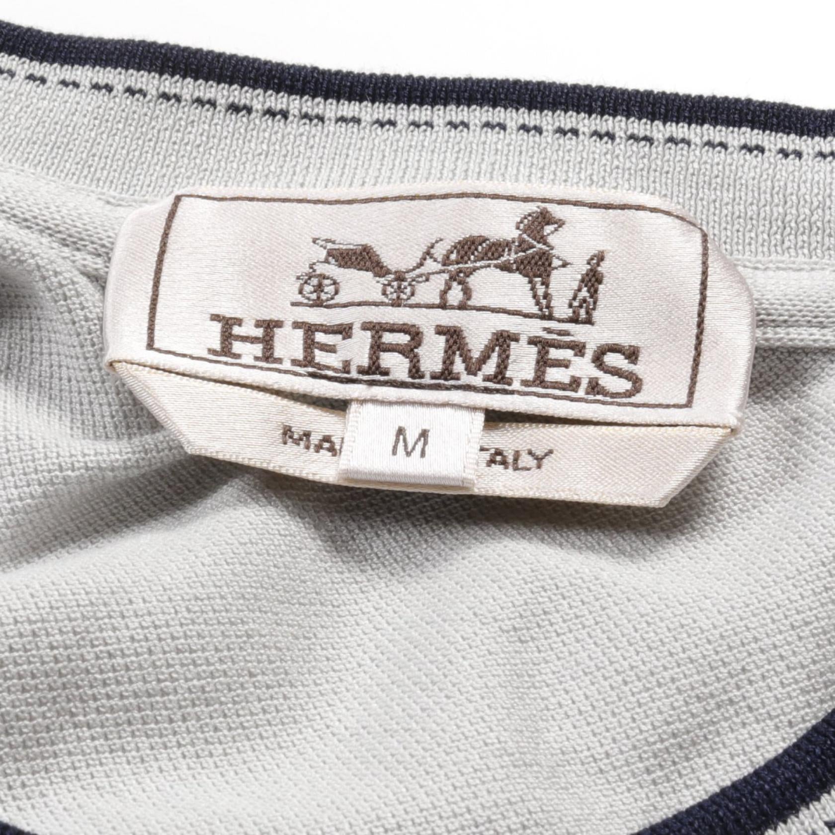 Hermes Cotton T-Shirt Gray/Navy