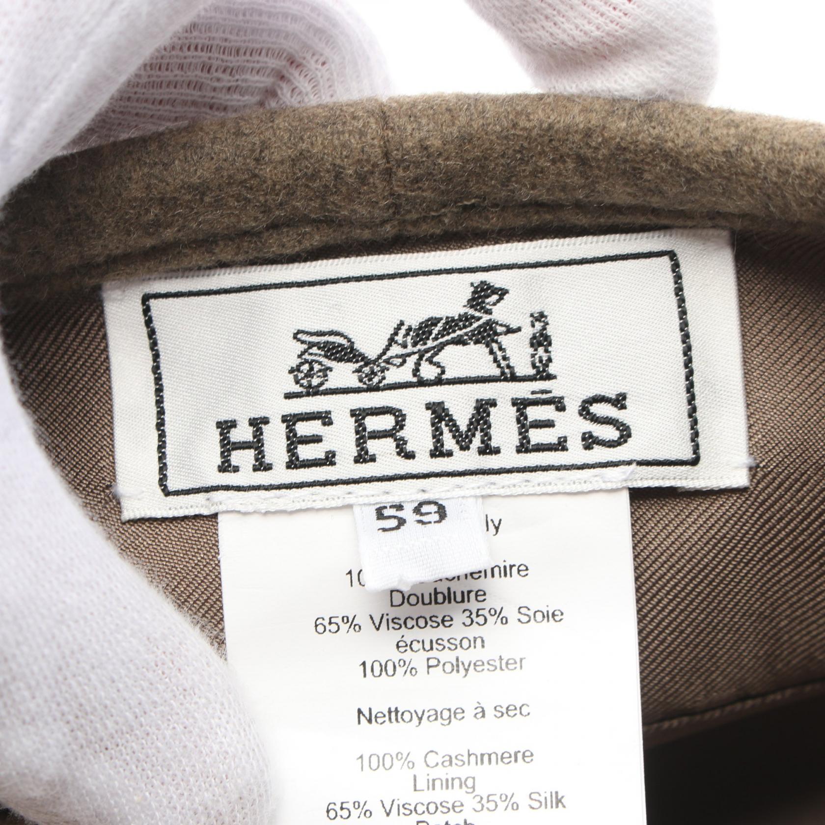 Hermes Silk Cashmere Beret Hat Brown