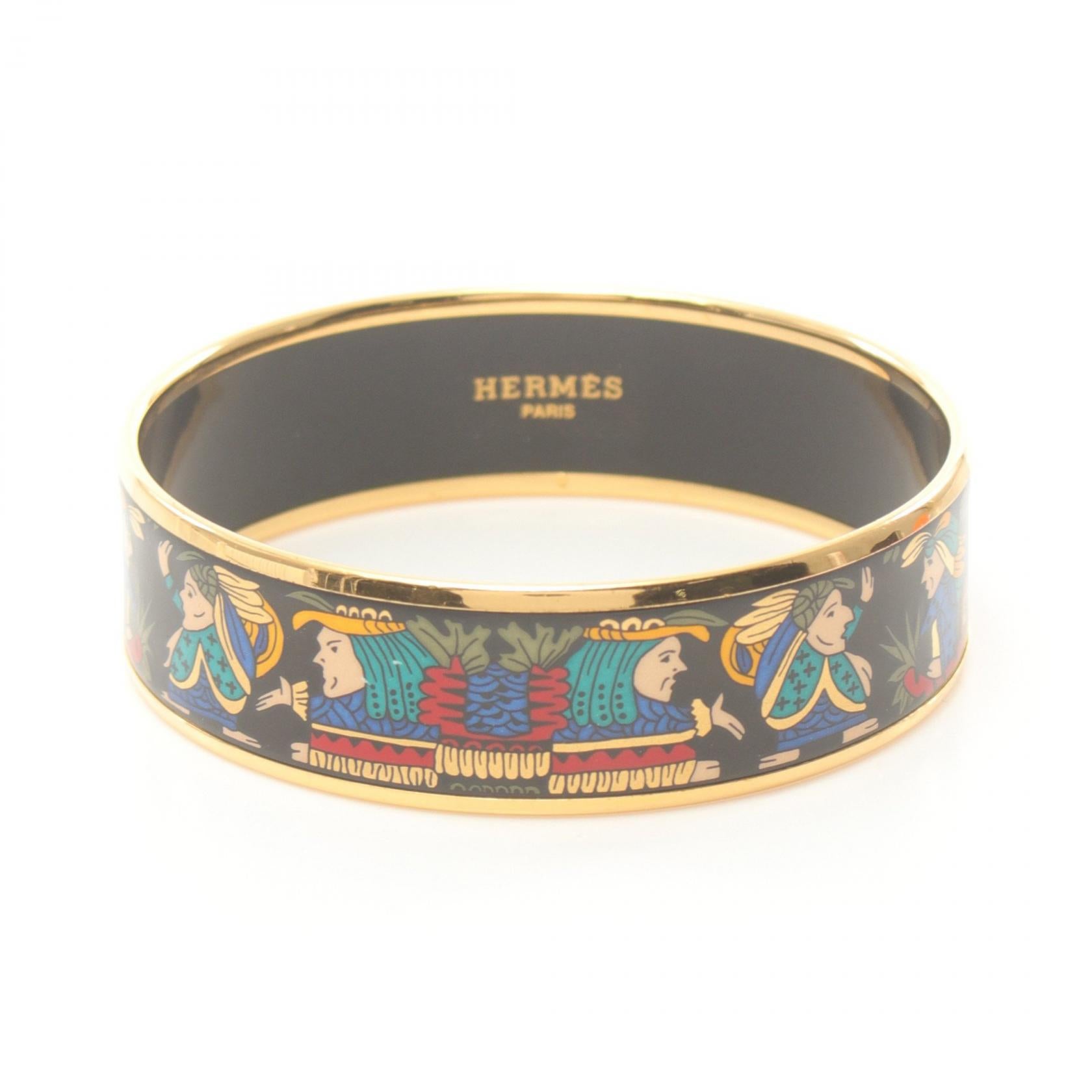 Hermes Enamel GM Bangle Gold Multicolor