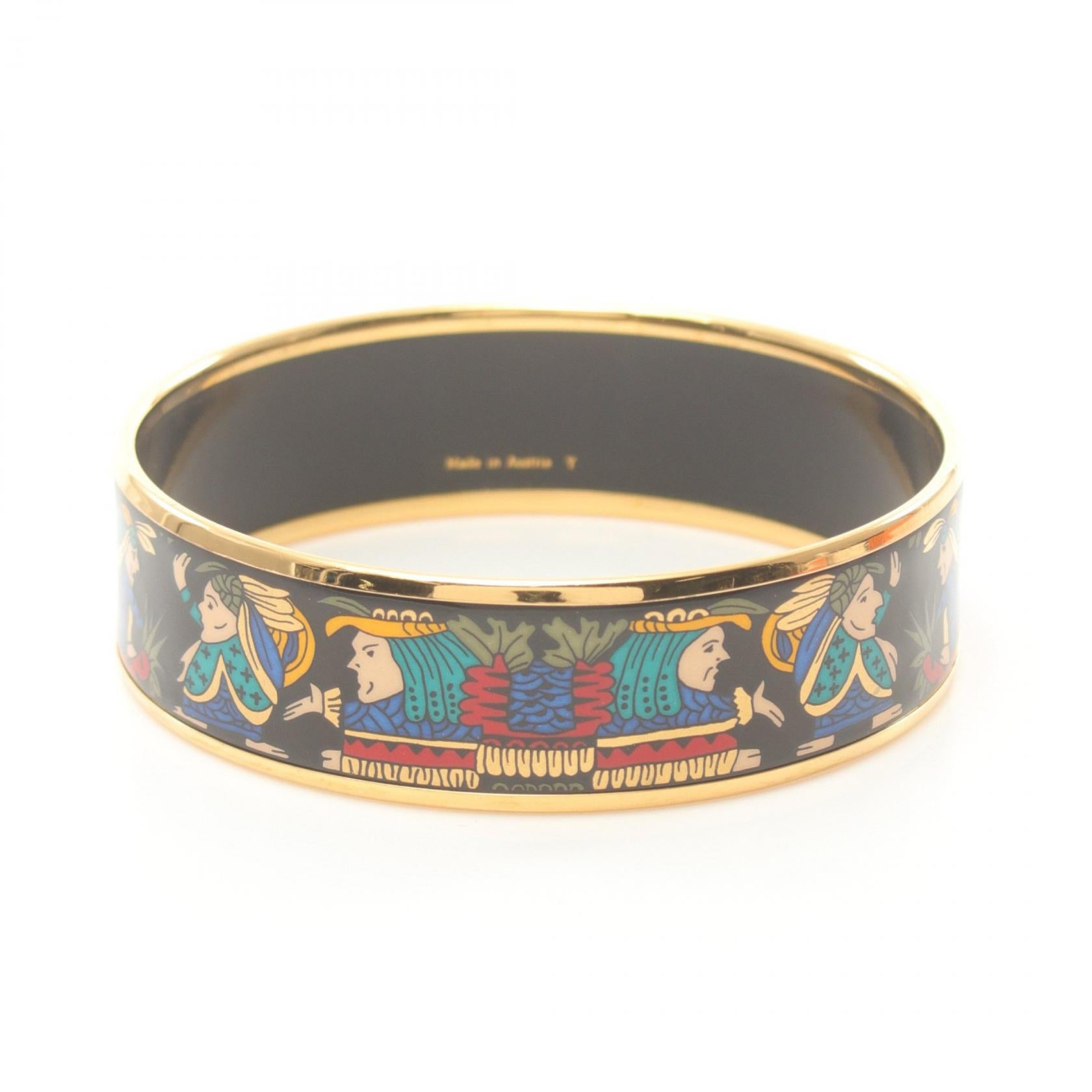 Hermes Enamel GM Bangle Gold Multicolor