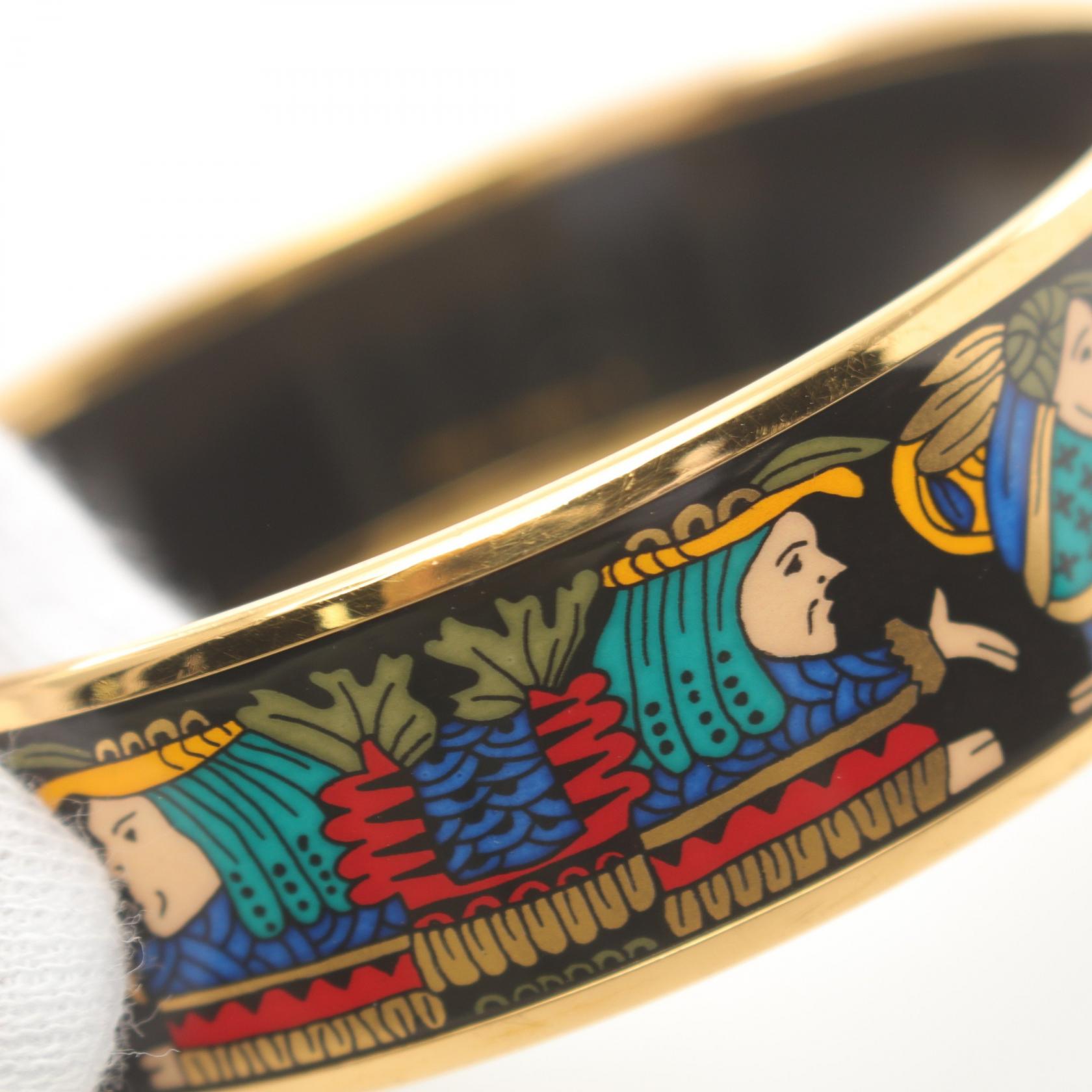 Hermes Enamel GM Bangle Gold Multicolor