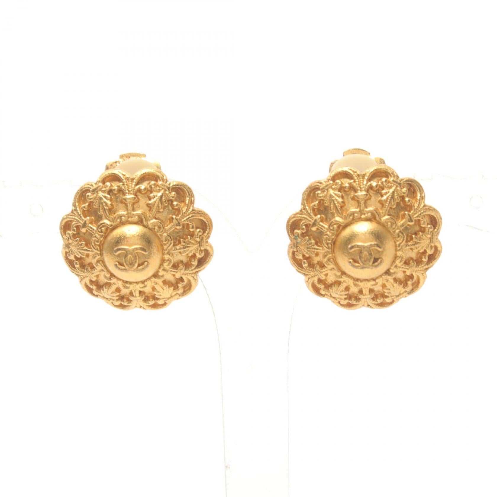 Chanel Coco Mark Earrings Gold Plated