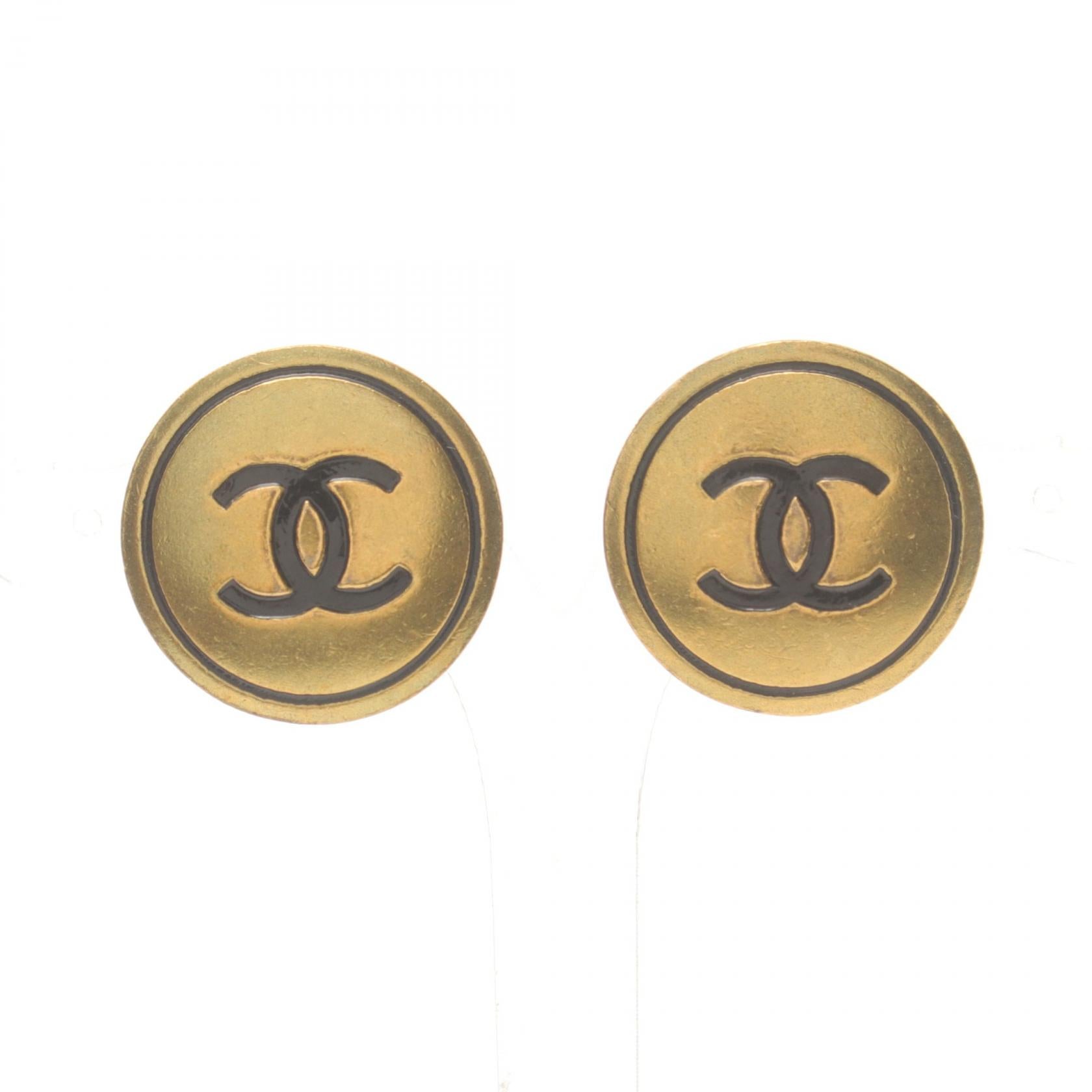 Chanel Coco Mark Earrings Gold/Black