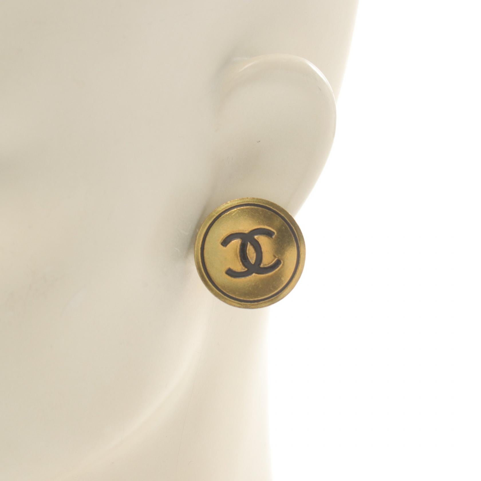 Chanel Coco Mark Earrings Gold/Black